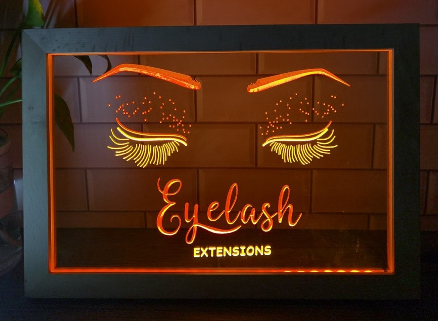 Eyelash Extension Led Neon Sign Framed Beauty Eyelash Nail Salon Decor