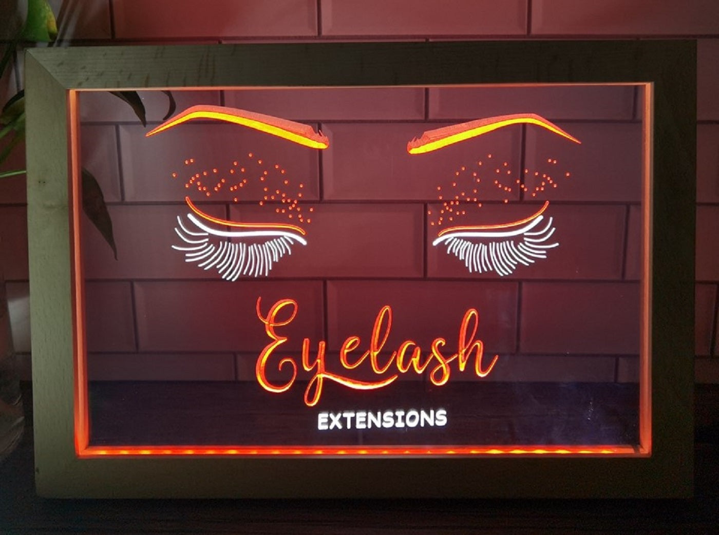 Eyelash Extension Led Neon Sign Framed Beauty Eyelash Nail Salon Decor