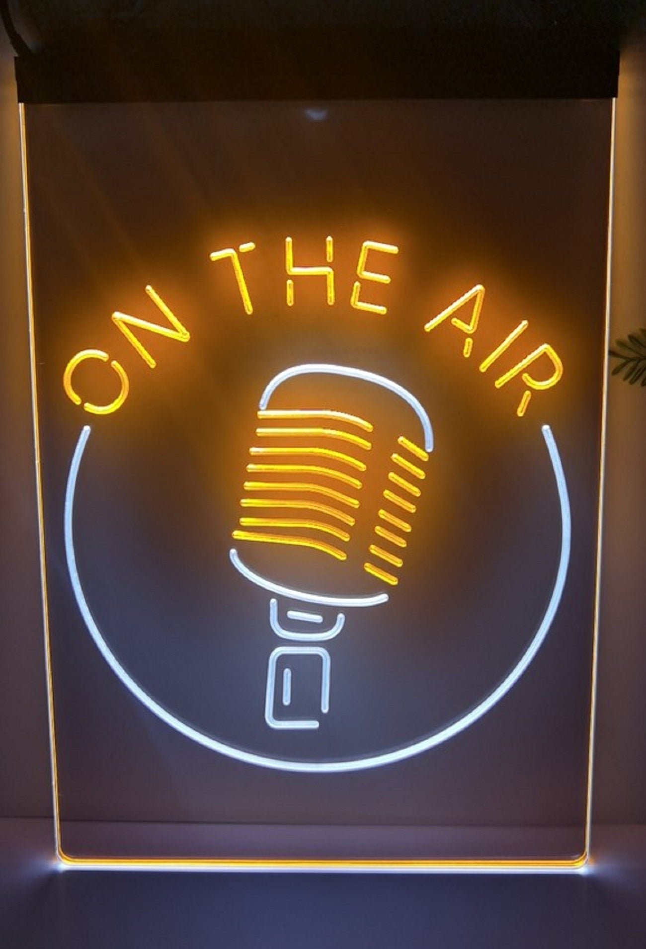 On The Air Mic Led Neon Sign Dual Color Home Studio Room Audio Radio Studio Decor