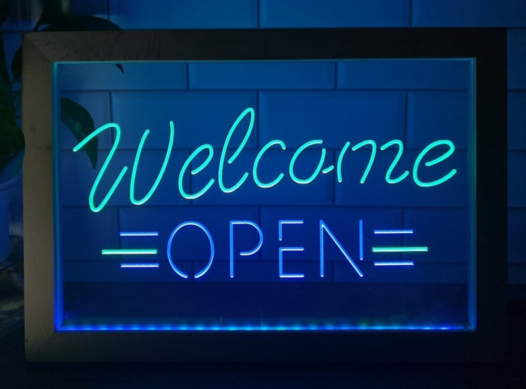 Welcome Open Led Neon Sign Framed Store Shop Coffee Shop Restaurant Decor