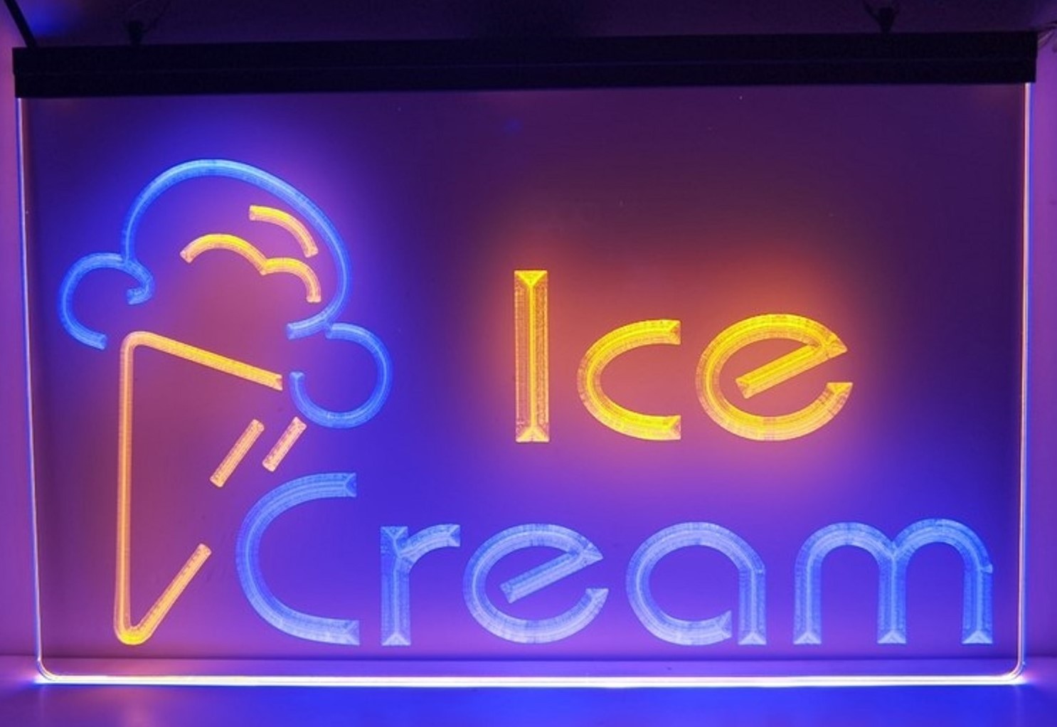 Ice Cream Led Neon Sign Dual Color Ice Cream Smoothie Slushie Store Decor