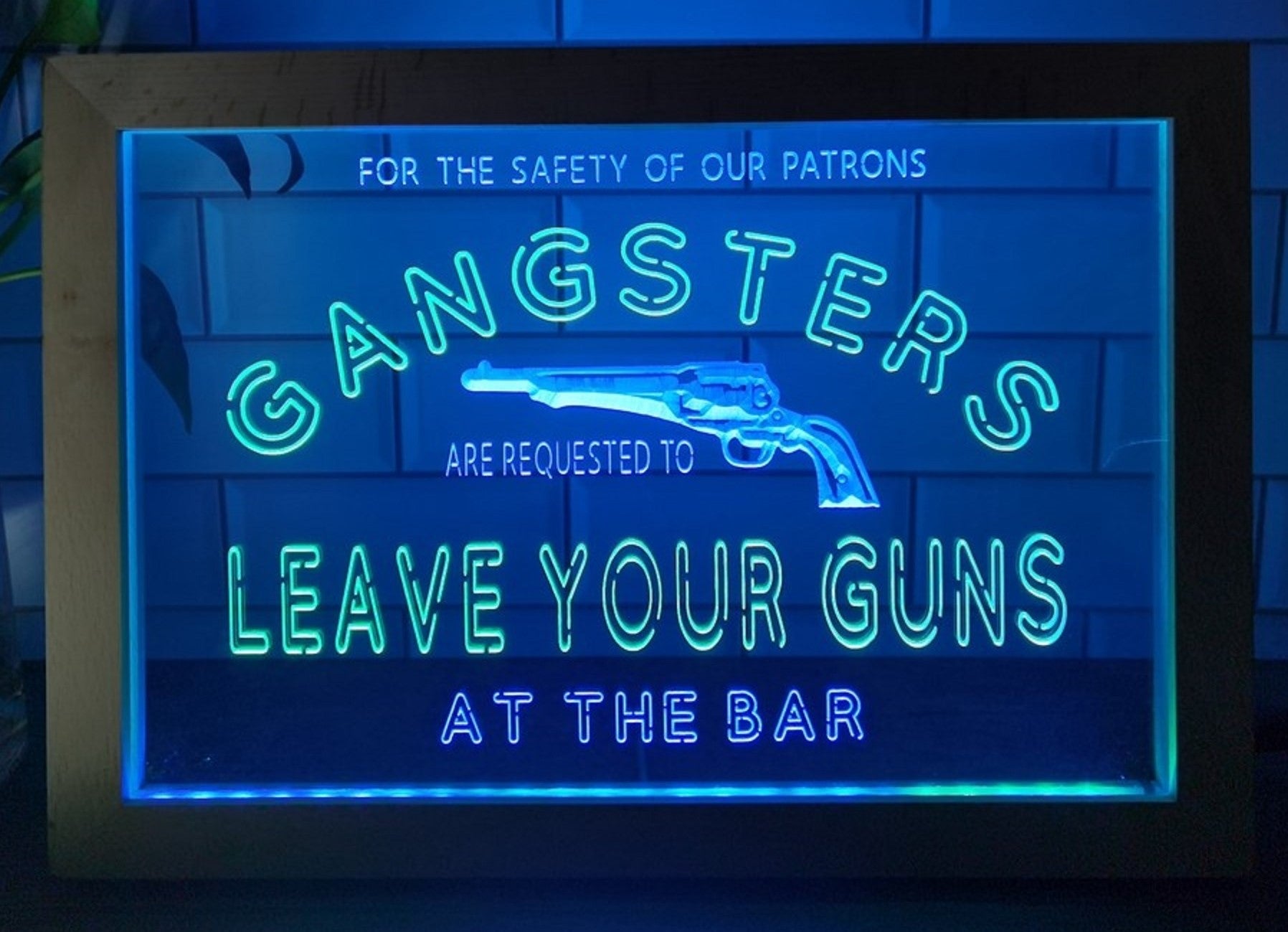 Cowboys Leave Your Guns Led Neon Sign Framed Wall Hanging Or Desktop Decor