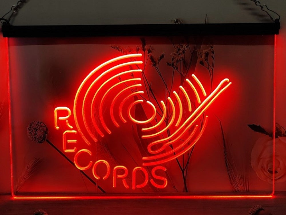 Records Turntable Led Neon Sign Home Music Room Studio Decor