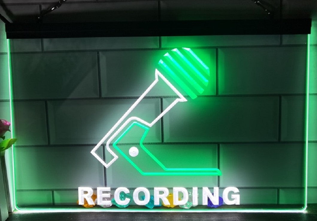 Recording Microphone Led Neon Sign Dual Color Home Studio Room Audio Studio Decor