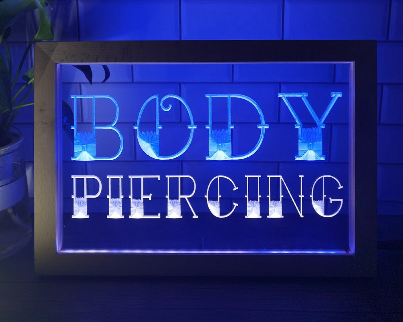 Body Piercing Led Neon Sign Framed Tattoo Salon Shop Decor