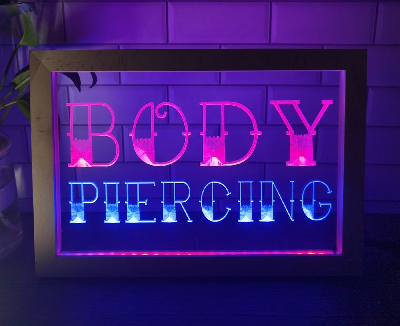 Body Piercing Led Neon Sign Framed Tattoo Salon Shop Decor