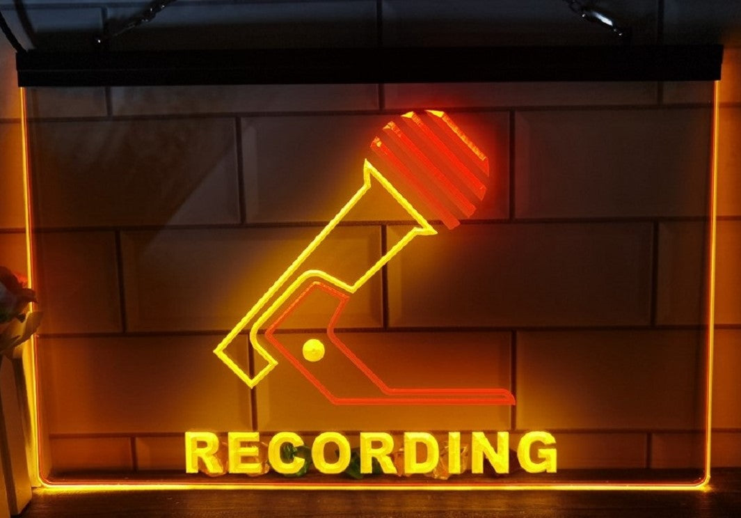 Recording Microphone Led Neon Sign Dual Color Home Studio Room Audio Studio Decor