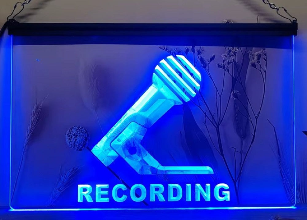 Recording Microphone Led Neon Sign Home Studio Room Audio Studio Decor
