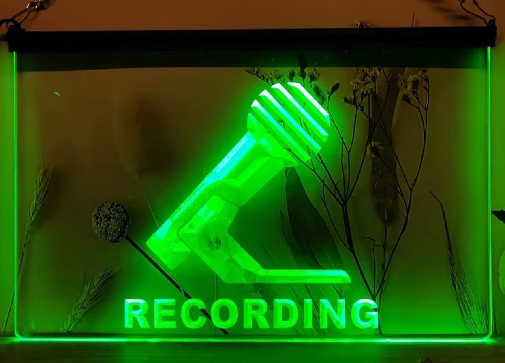 Recording Microphone Led Neon Sign Home Studio Room Audio Studio Decor