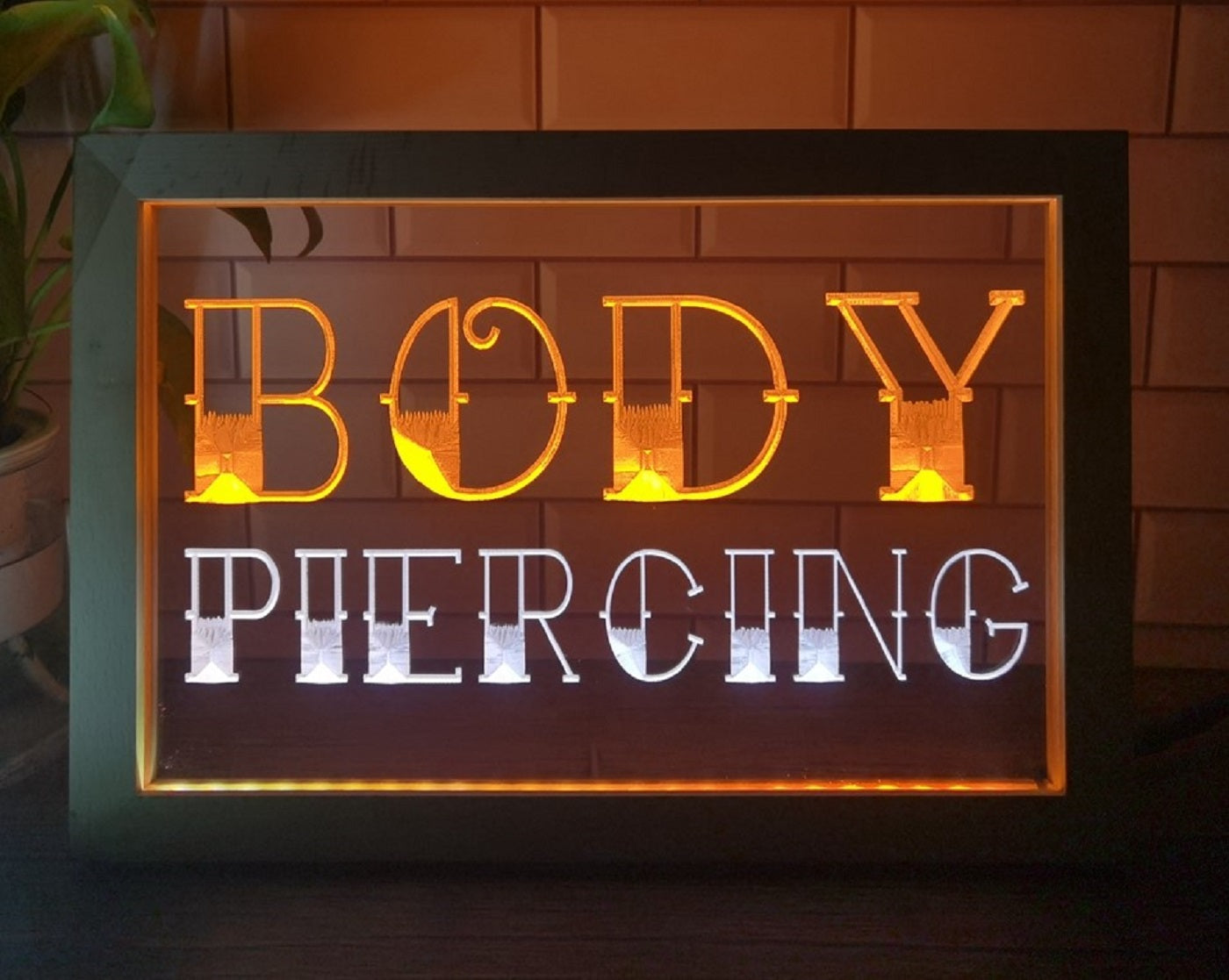 Body Piercing Led Neon Sign Framed Tattoo Salon Shop Decor