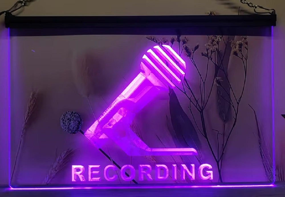 Recording Microphone Led Neon Sign Home Studio Room Audio Studio Decor