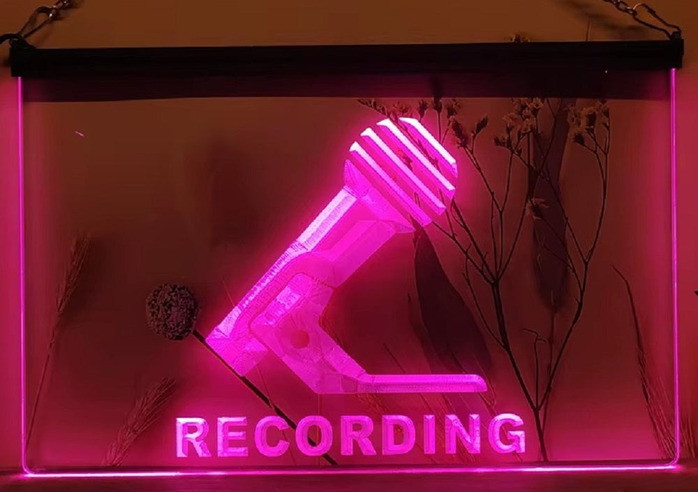 Recording Microphone Led Neon Sign Home Studio Room Audio Studio Decor