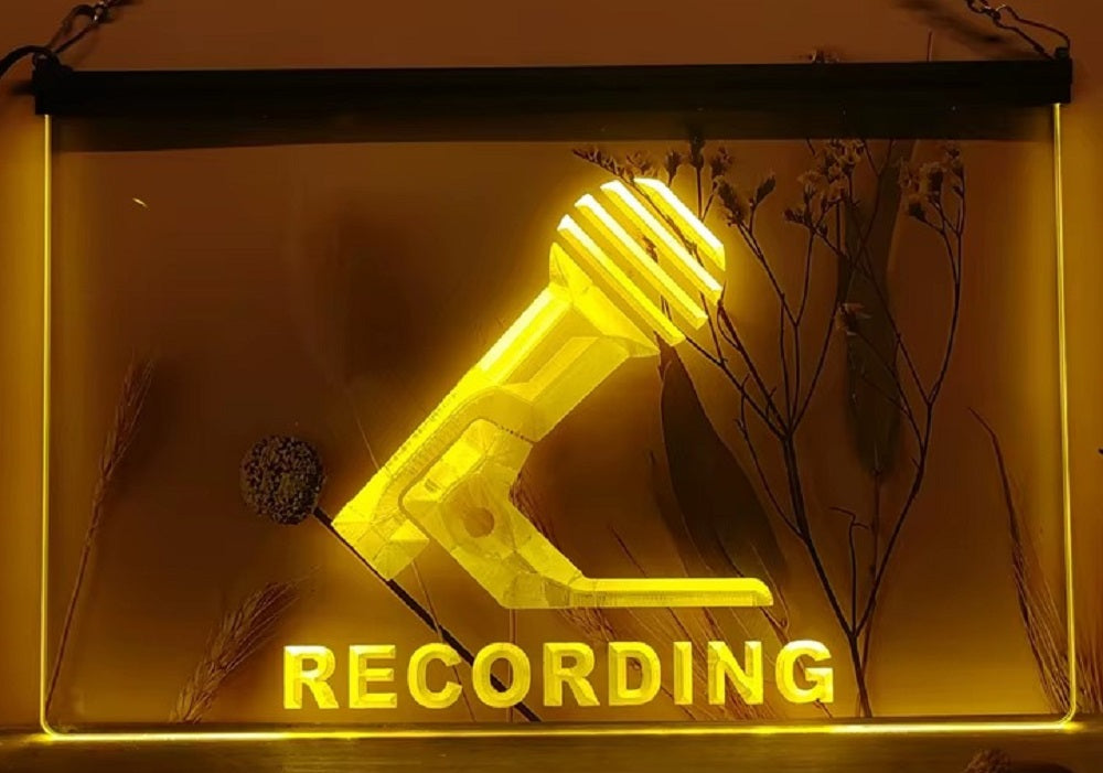 Recording Microphone Led Neon Sign Home Studio Room Audio Studio Decor