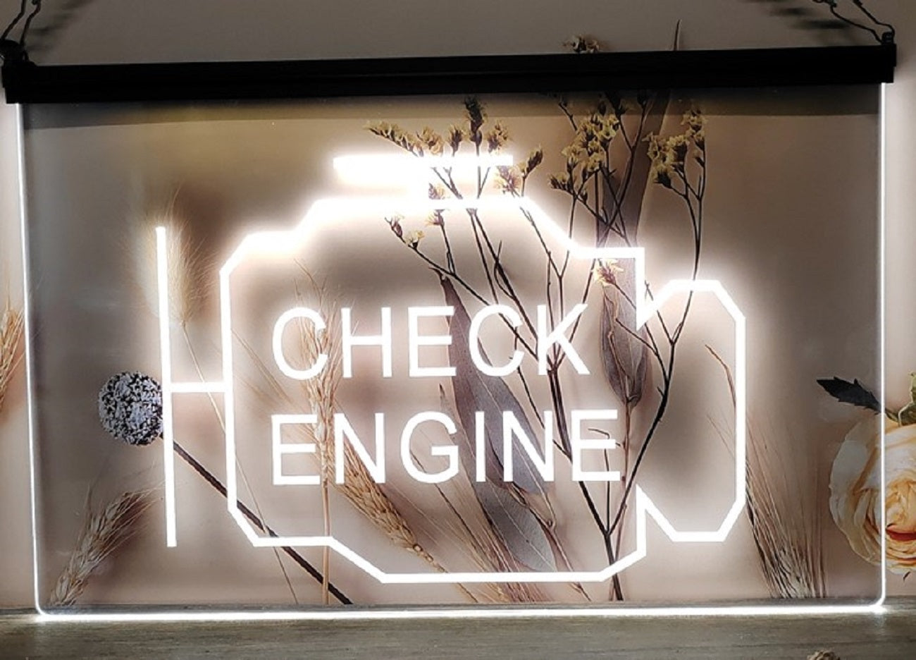 Check Engine Led Neon Sign Car Garage Auto Repair Shop Decor