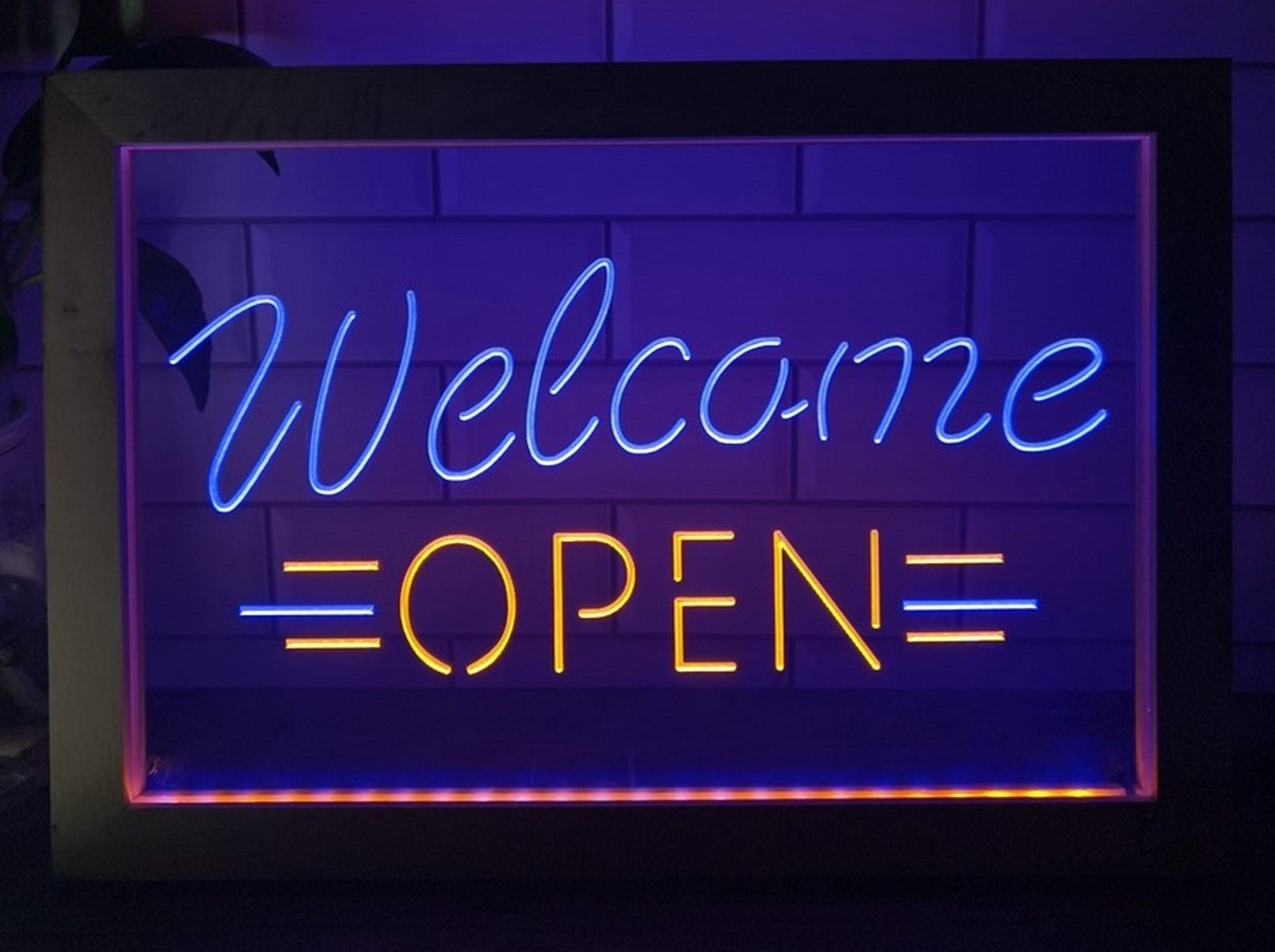 Welcome Open Led Neon Sign Framed Store Shop Coffee Shop Restaurant Decor