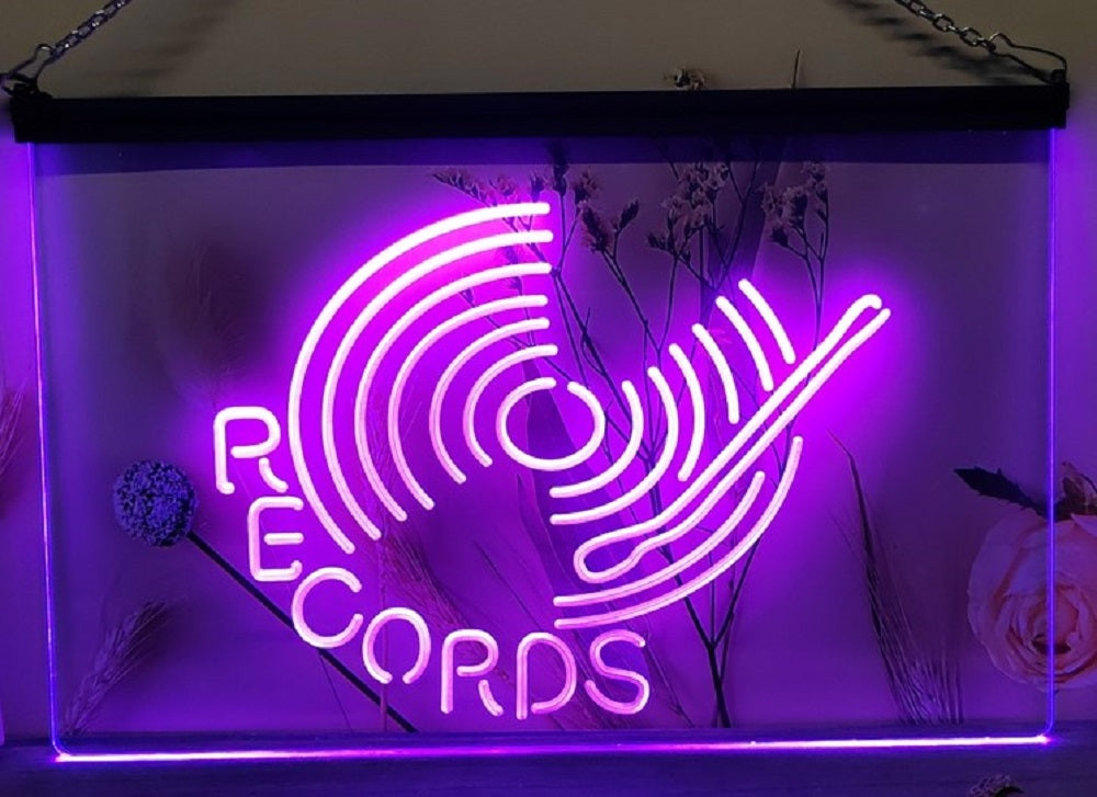 Records Turntable Led Neon Sign Home Music Room Studio Decor