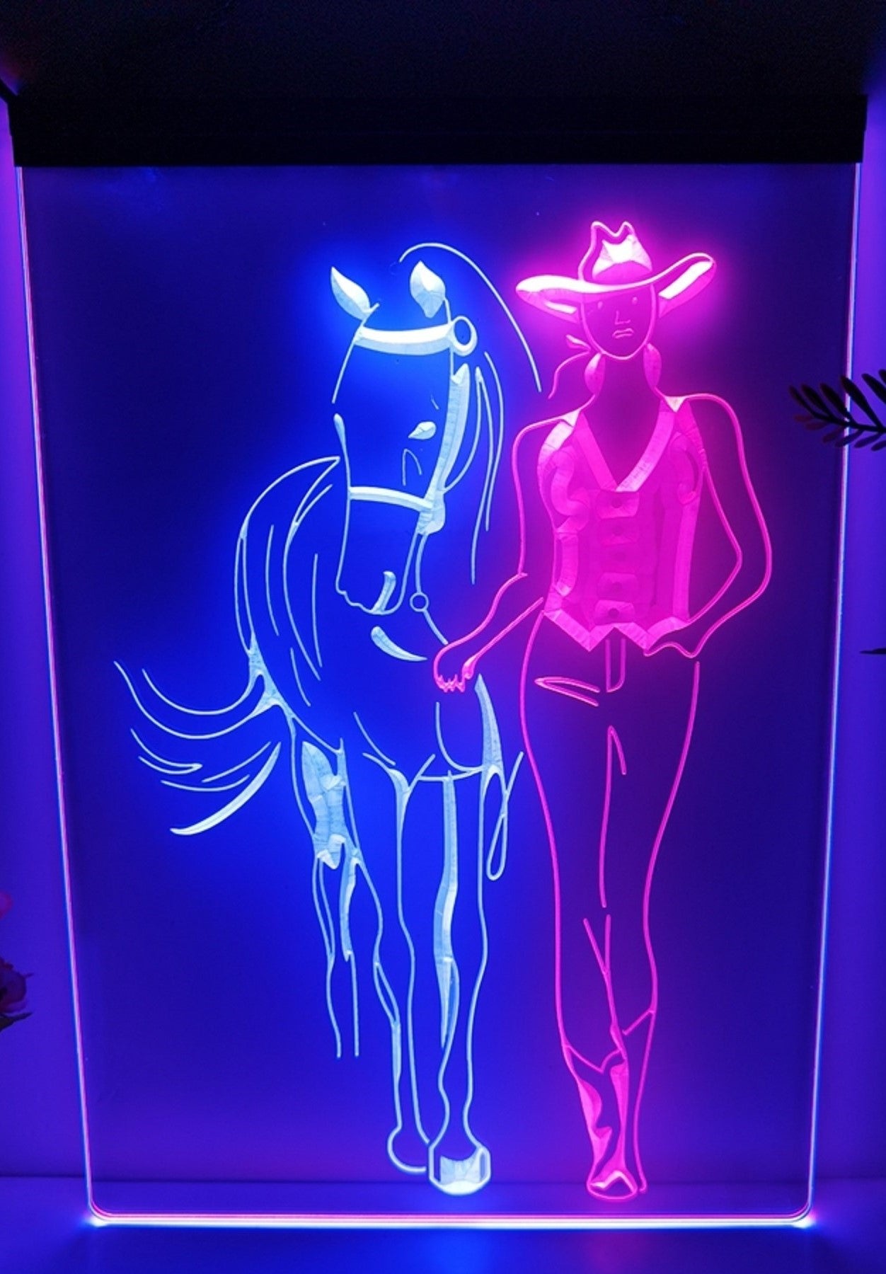Cowgirl Led Neon Sign Dual Color Western Cowgirl Room Wall Or Desktop Decor