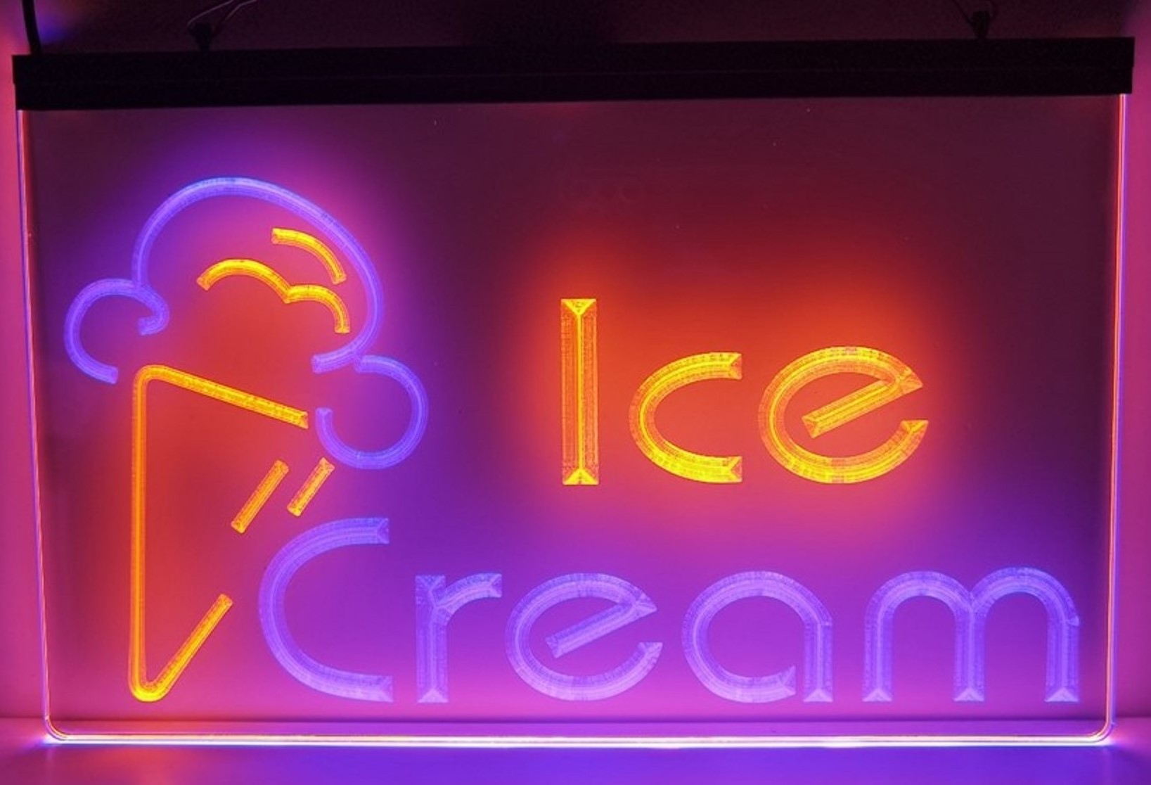 Ice Cream Led Neon Sign Dual Color Ice Cream Smoothie Slushie Store Decor