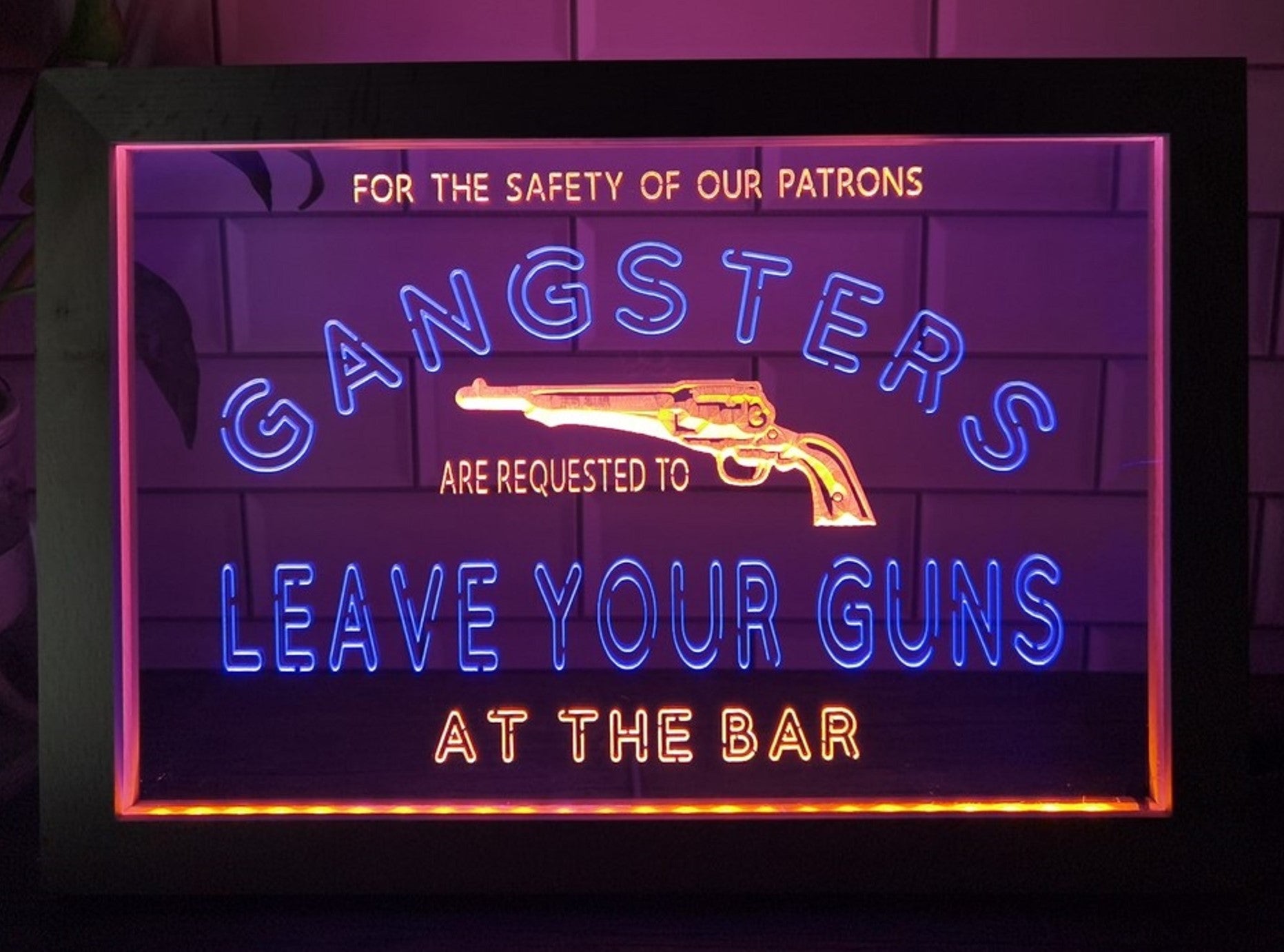 Cowboys Leave Your Guns Led Neon Sign Framed Wall Hanging Or Desktop Decor