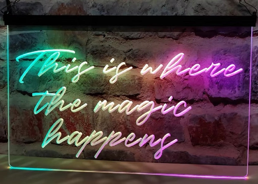 This Is Where The Magic Happens Led Neon Sign Multi Mode Home Man Cave Game Room Workspace Decor