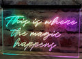 This Is Where The Magic Happens Led Neon Sign Multi Mode Home Man Cave Game Room Workspace Decor