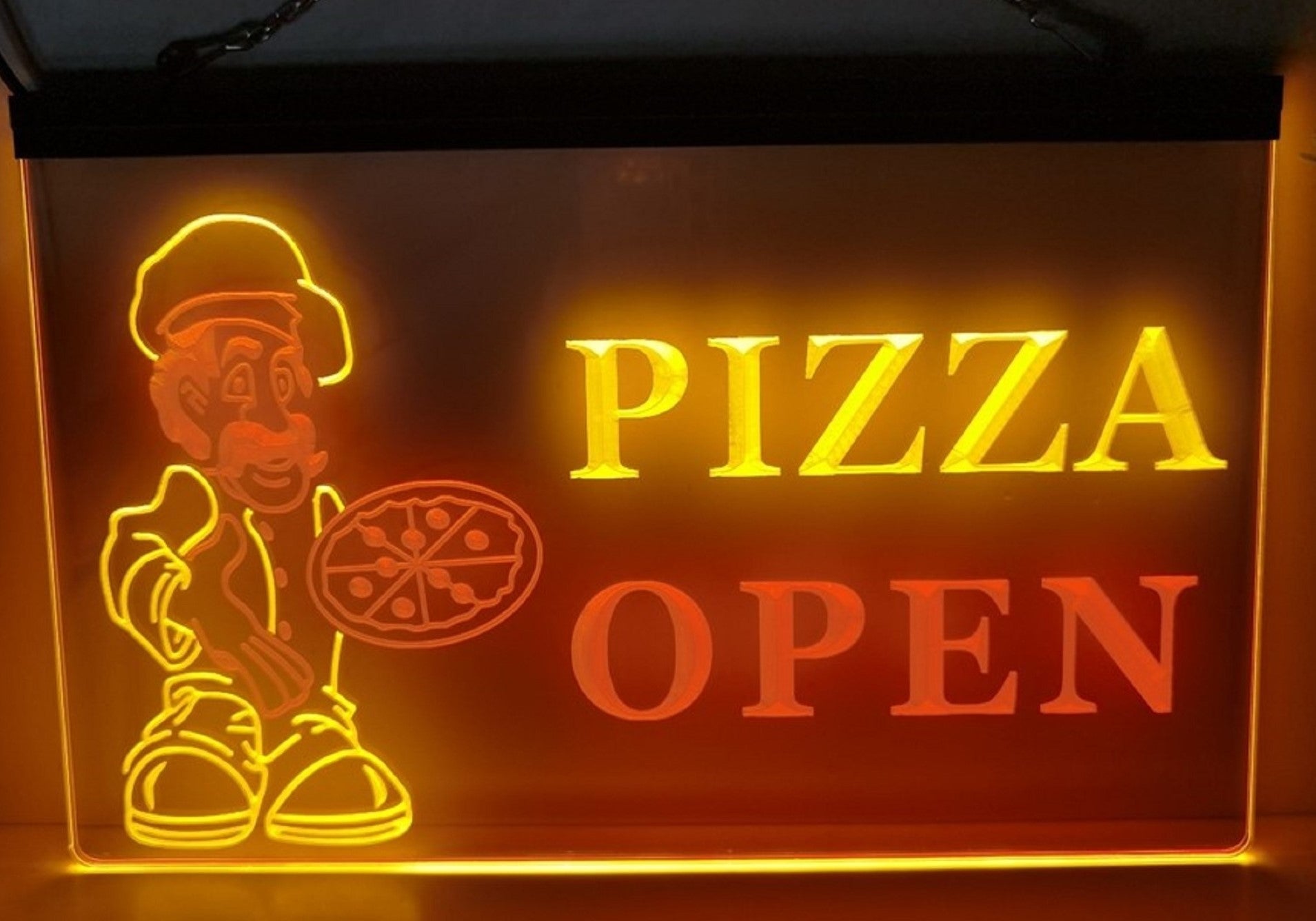 Pizza Open Led Neon Sign Dual Color Pizzeria Restaurant Decor Wall Hanging