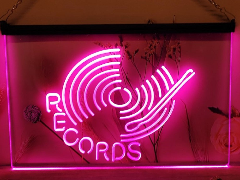 Records Turntable Led Neon Sign Home Music Room Studio Decor