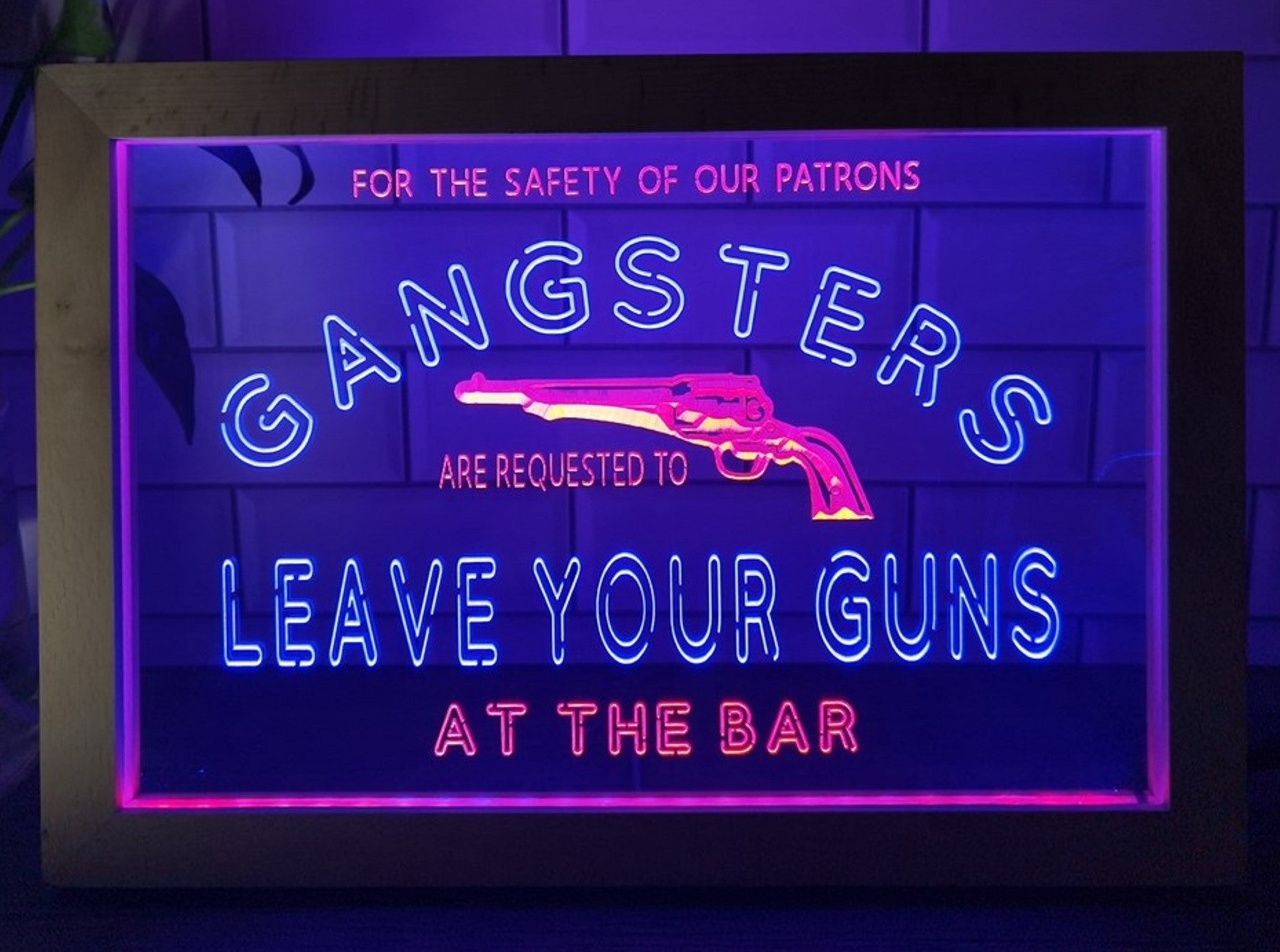Cowboys Leave Your Guns Led Neon Sign Framed Wall Hanging Or Desktop Decor
