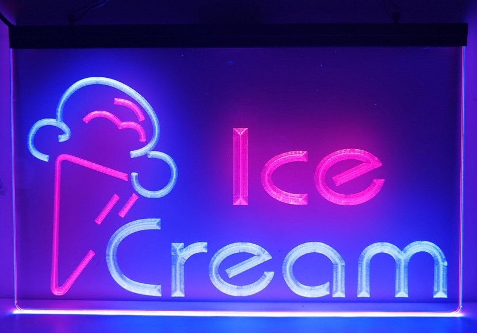 Ice Cream Led Neon Sign Dual Color Ice Cream Smoothie Slushie Store Decor