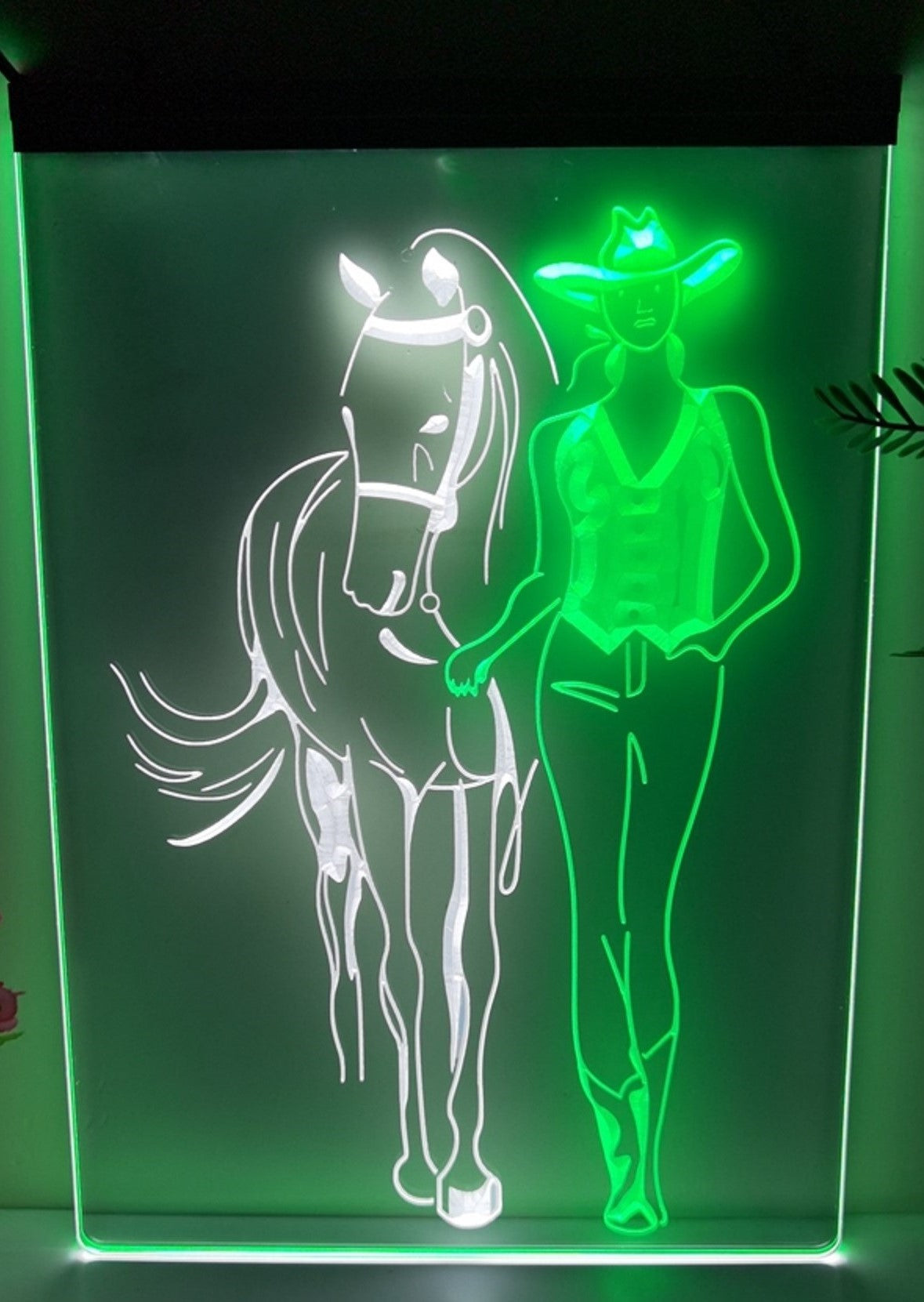 Cowgirl Led Neon Sign Dual Color Western Cowgirl Room Wall Or Desktop Decor