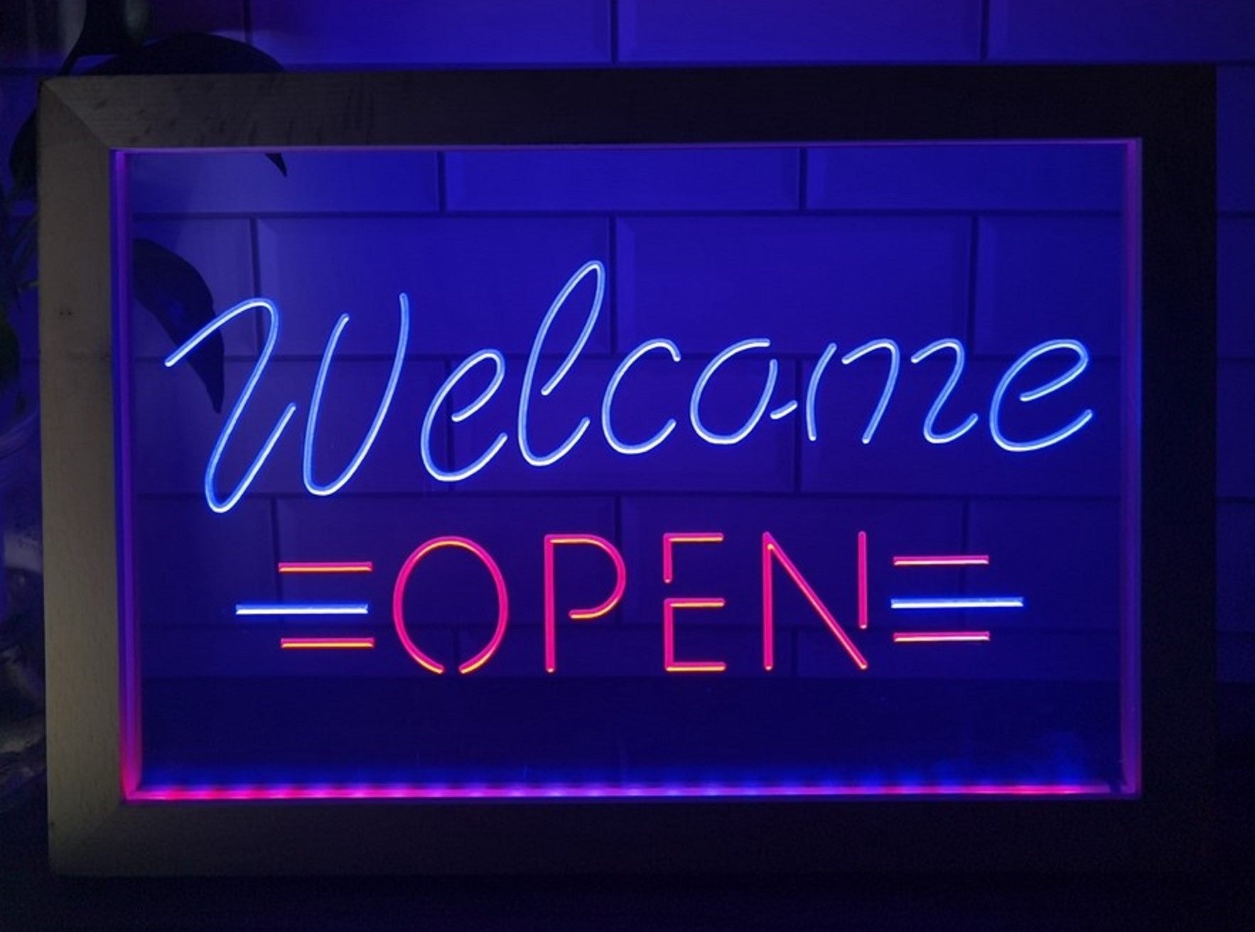 Welcome Open Led Neon Sign Framed Store Shop Coffee Shop Restaurant Decor