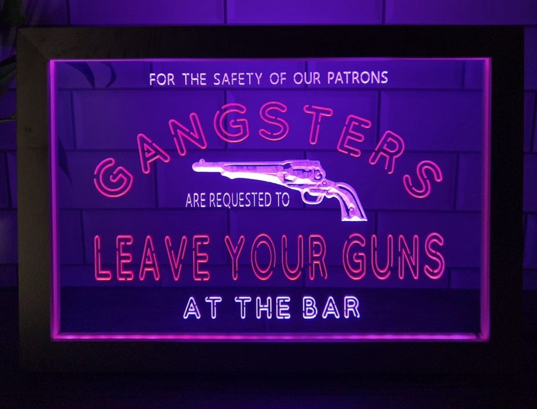 Cowboys Leave Your Guns Led Neon Sign Framed Wall Hanging Or Desktop Decor