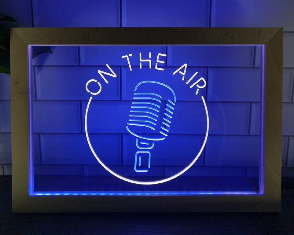 On The Air Mic Led Neon Sign Framed Home Studio Room Audio Radio Studio Decor