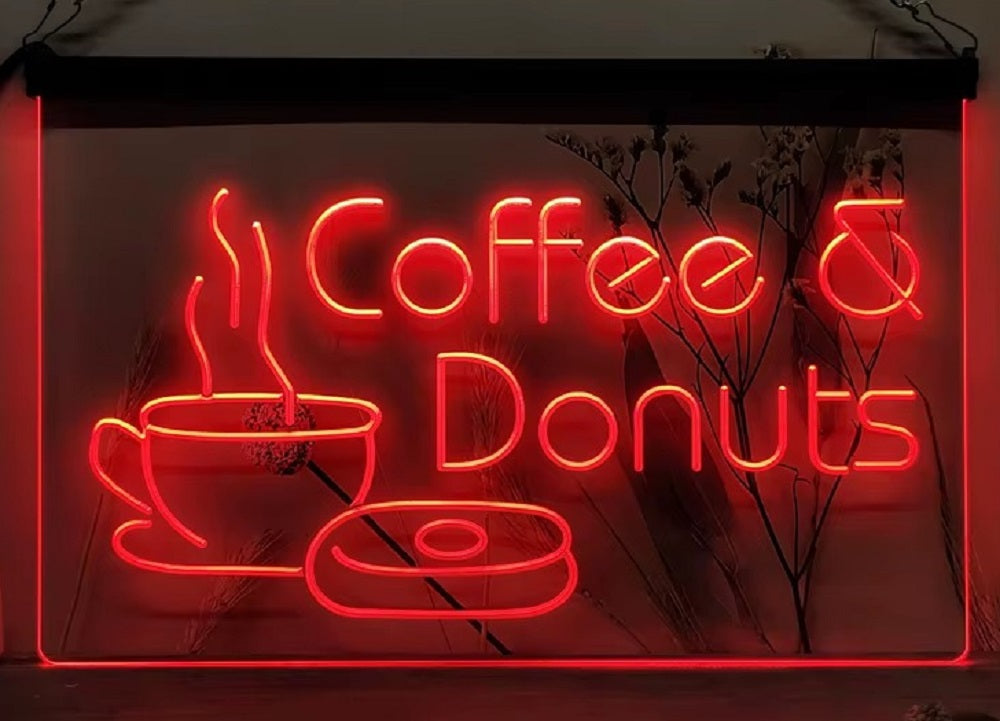 Coffee & Donuts Led Neon Sign Home Coffee Shop Decor