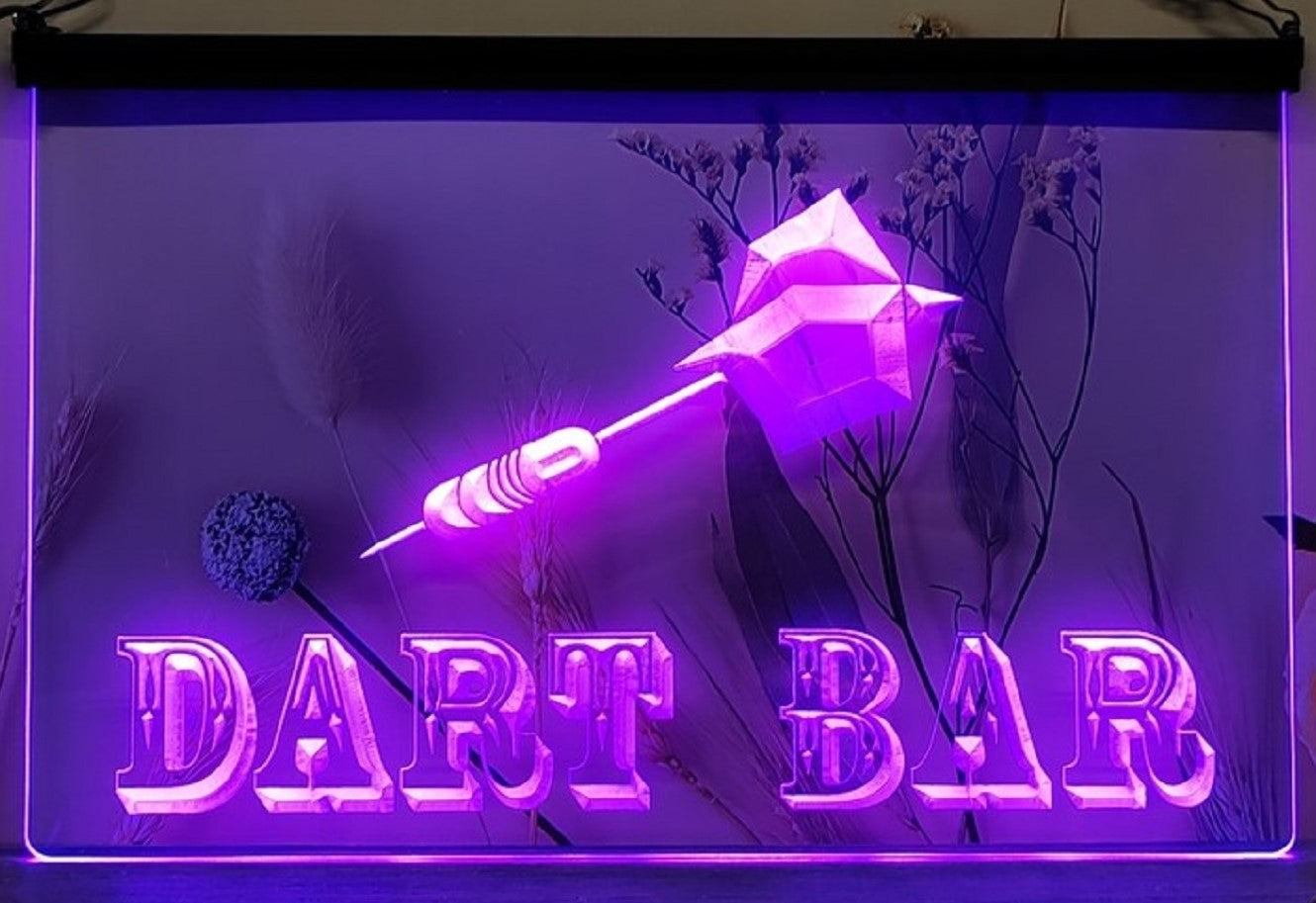Dart Bar Led Neon Sign Home Game Room Darts Pinball Game Shop Decor