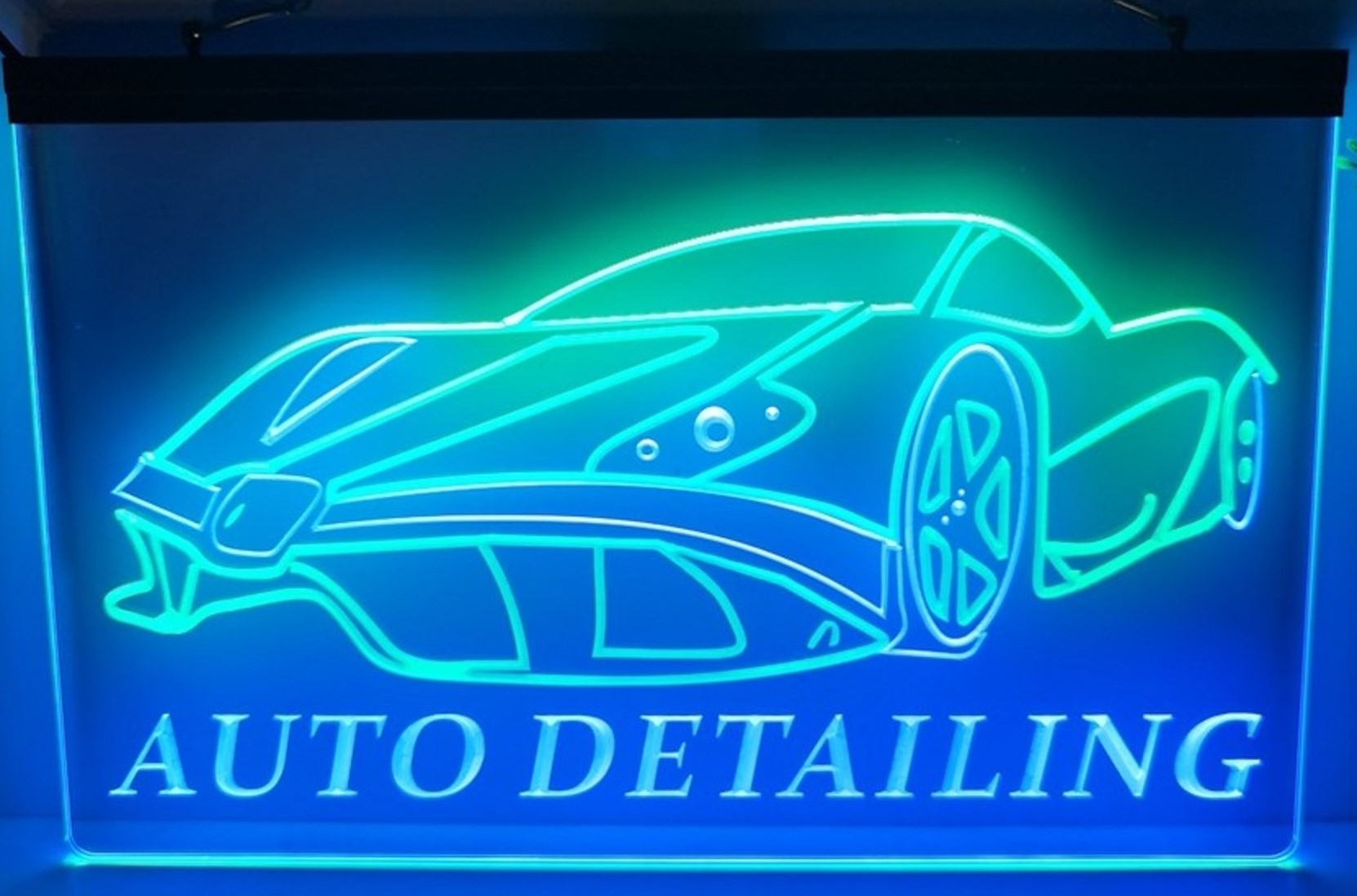 Auto Detailing Led Neon Sign Dual Color Auto Detailing Car Wash Shop Decor