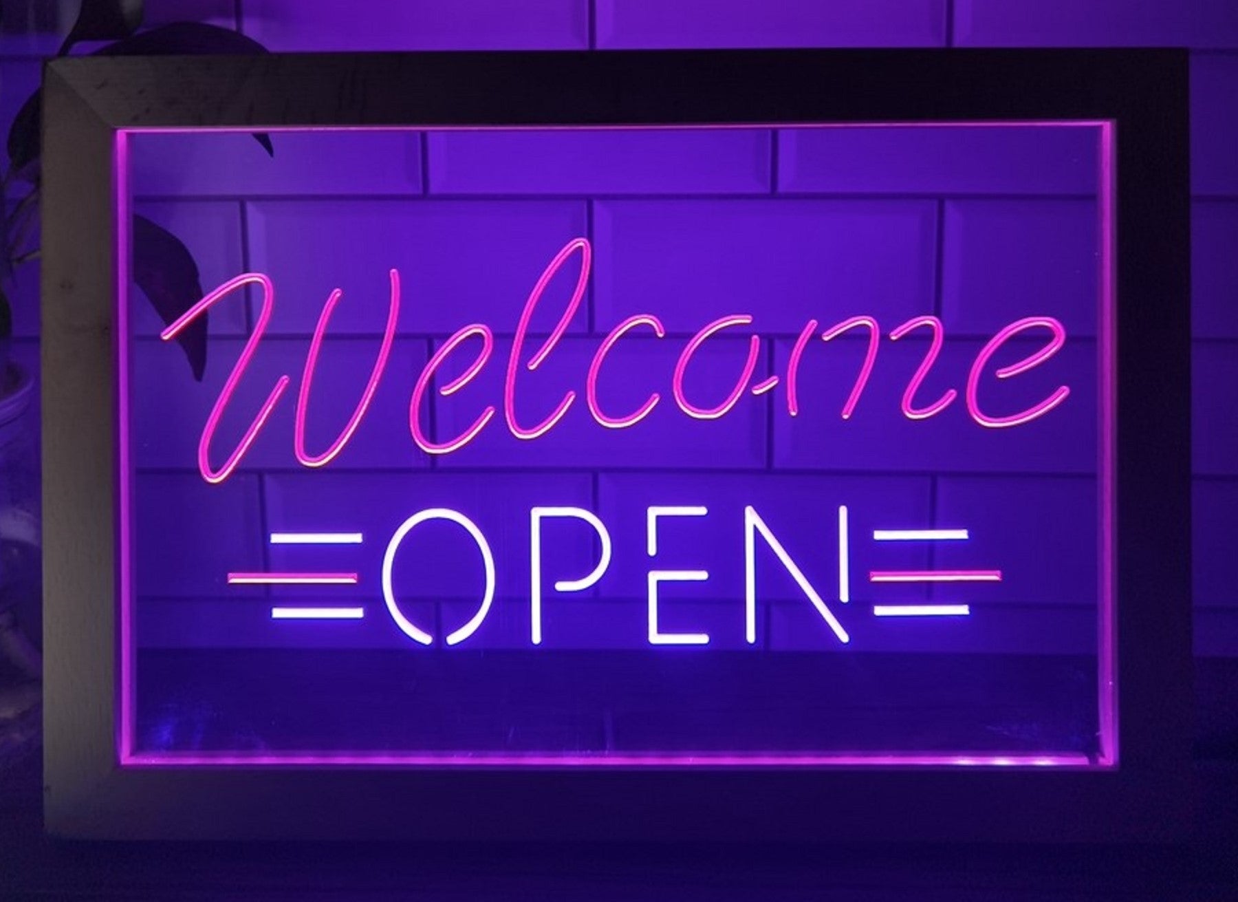 Welcome Open Led Neon Sign Framed Store Shop Coffee Shop Restaurant Decor