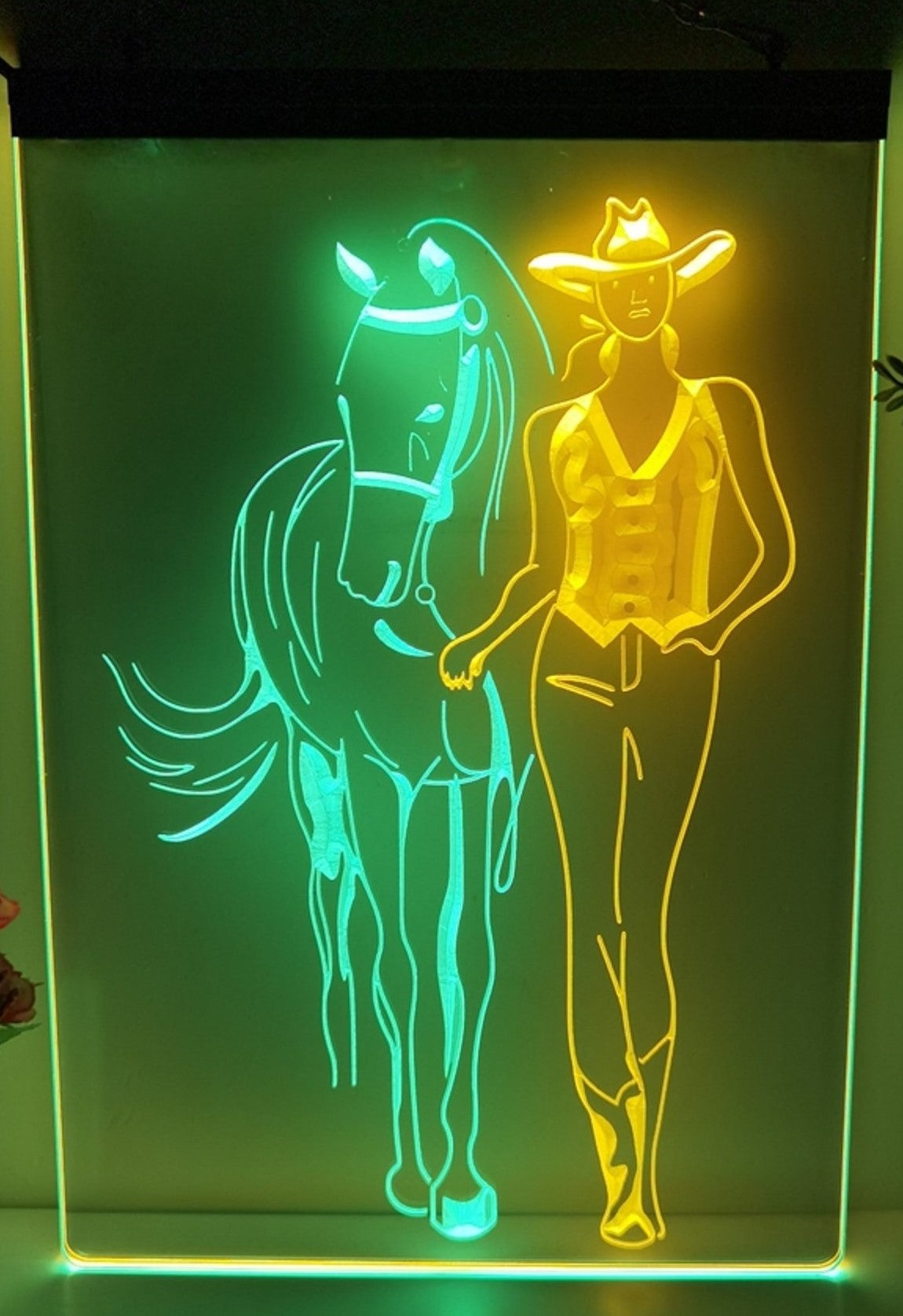 Cowgirl Led Neon Sign Dual Color Western Cowgirl Room Wall Or Desktop Decor