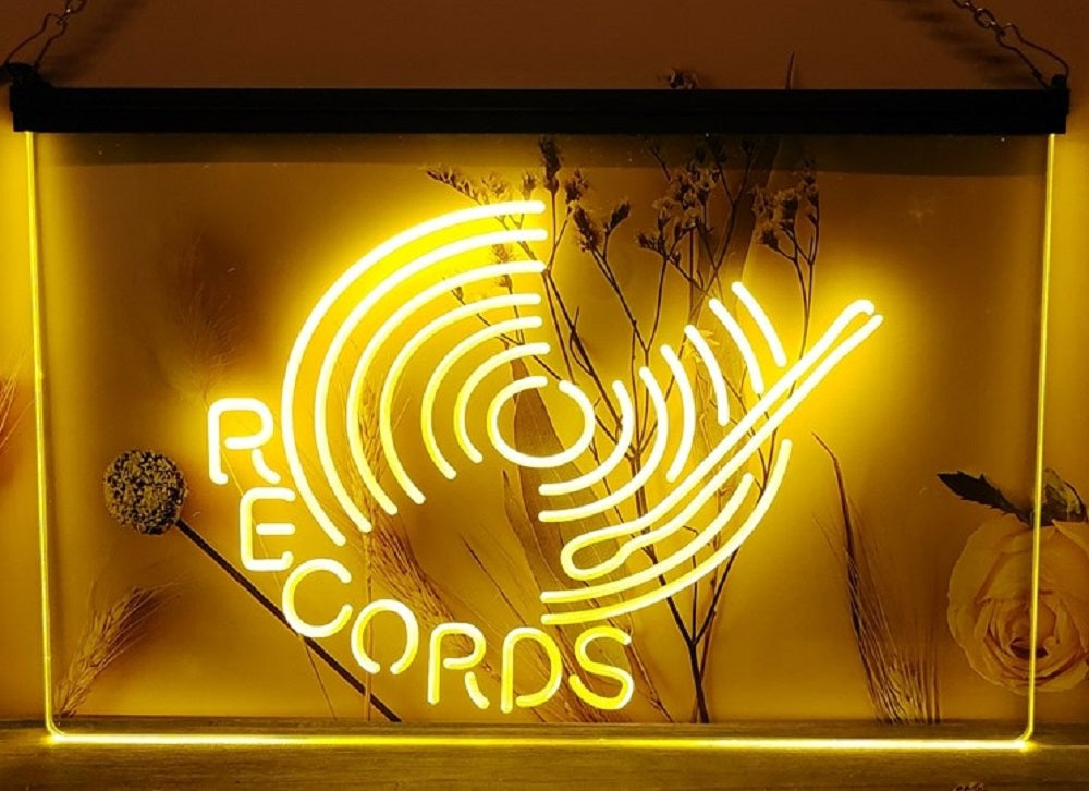 Records Turntable Led Neon Sign Home Music Room Studio Decor