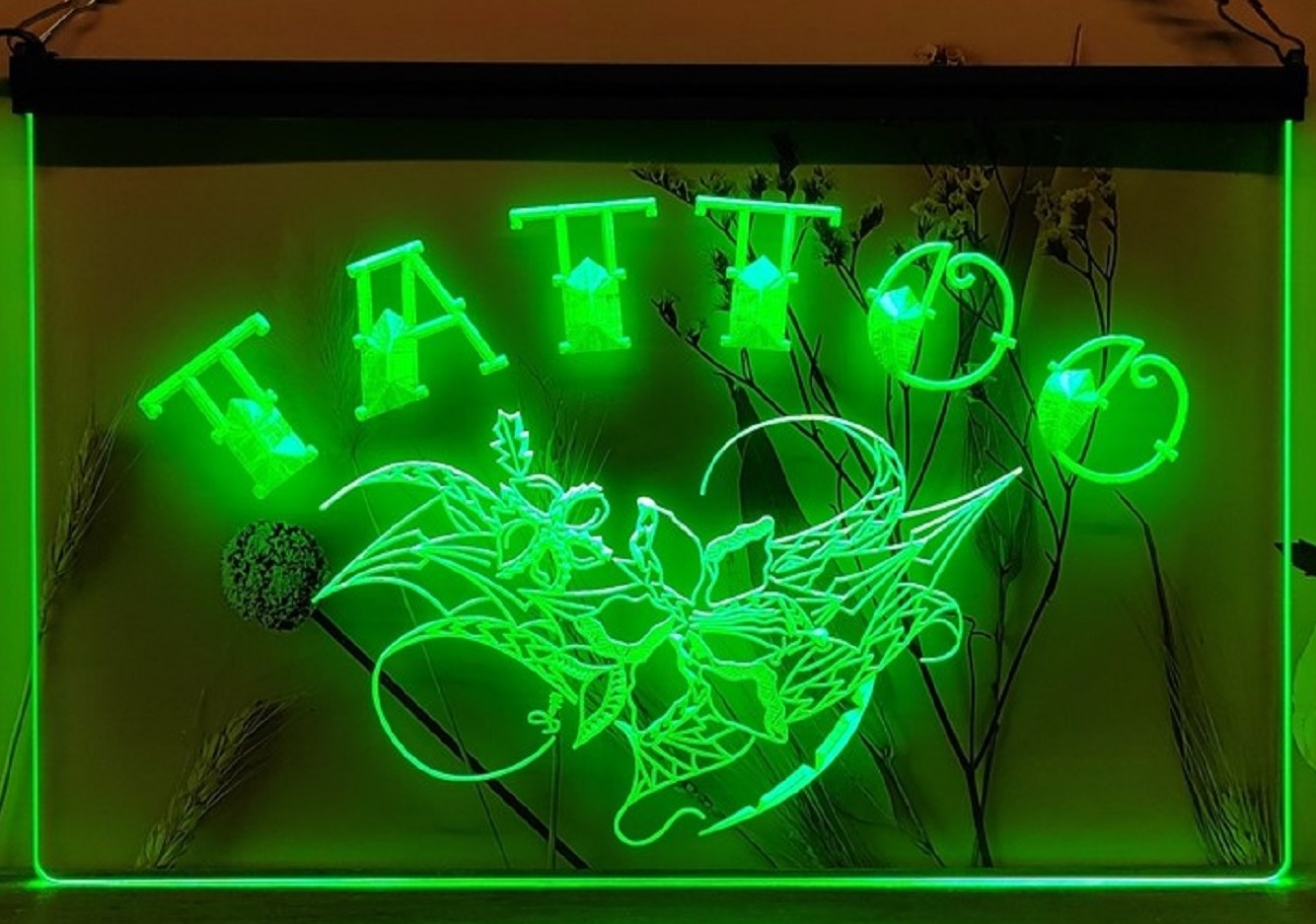 Tattoo Flowers Led Neon Sign Tattoo Salon Decor Wall Or Desktop
