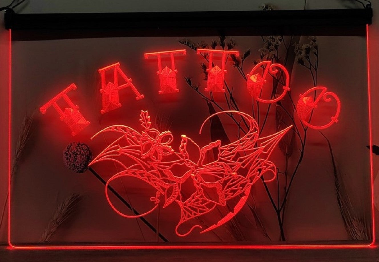 Tattoo Flowers Led Neon Sign Tattoo Salon Decor Wall Or Desktop
