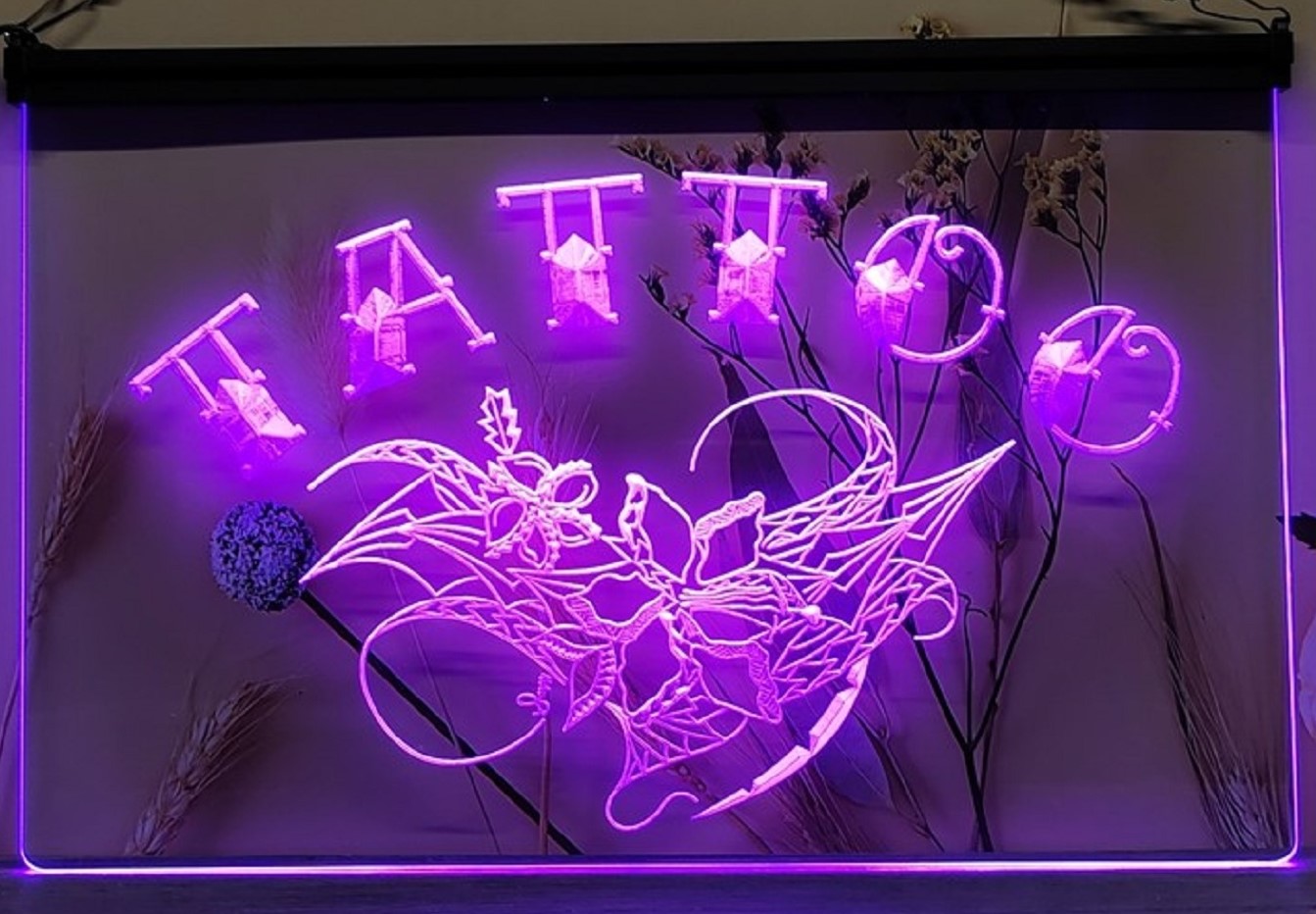 Tattoo Flowers Led Neon Sign Tattoo Salon Decor Wall Or Desktop