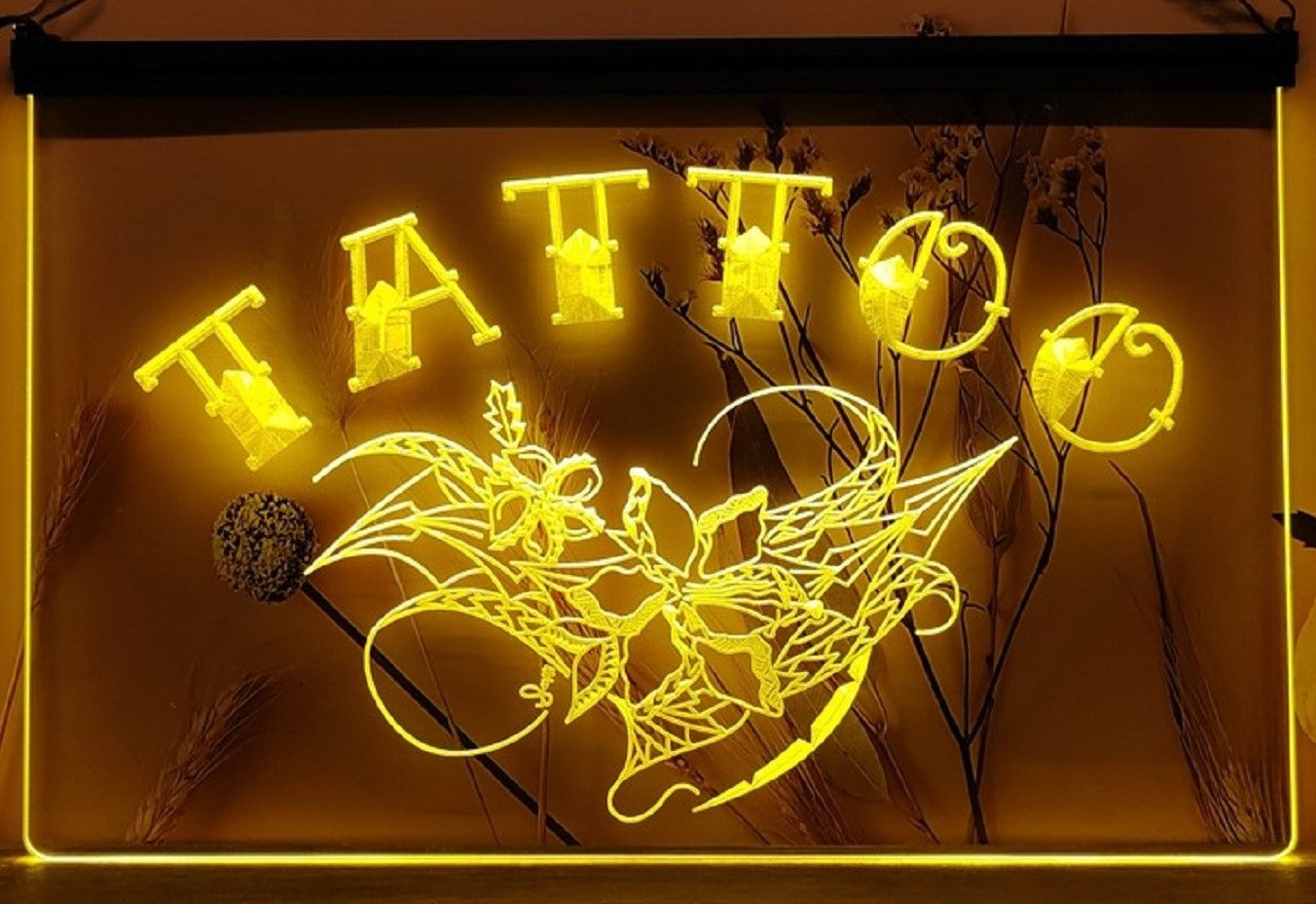 Tattoo Flowers Led Neon Sign Tattoo Salon Decor Wall Or Desktop