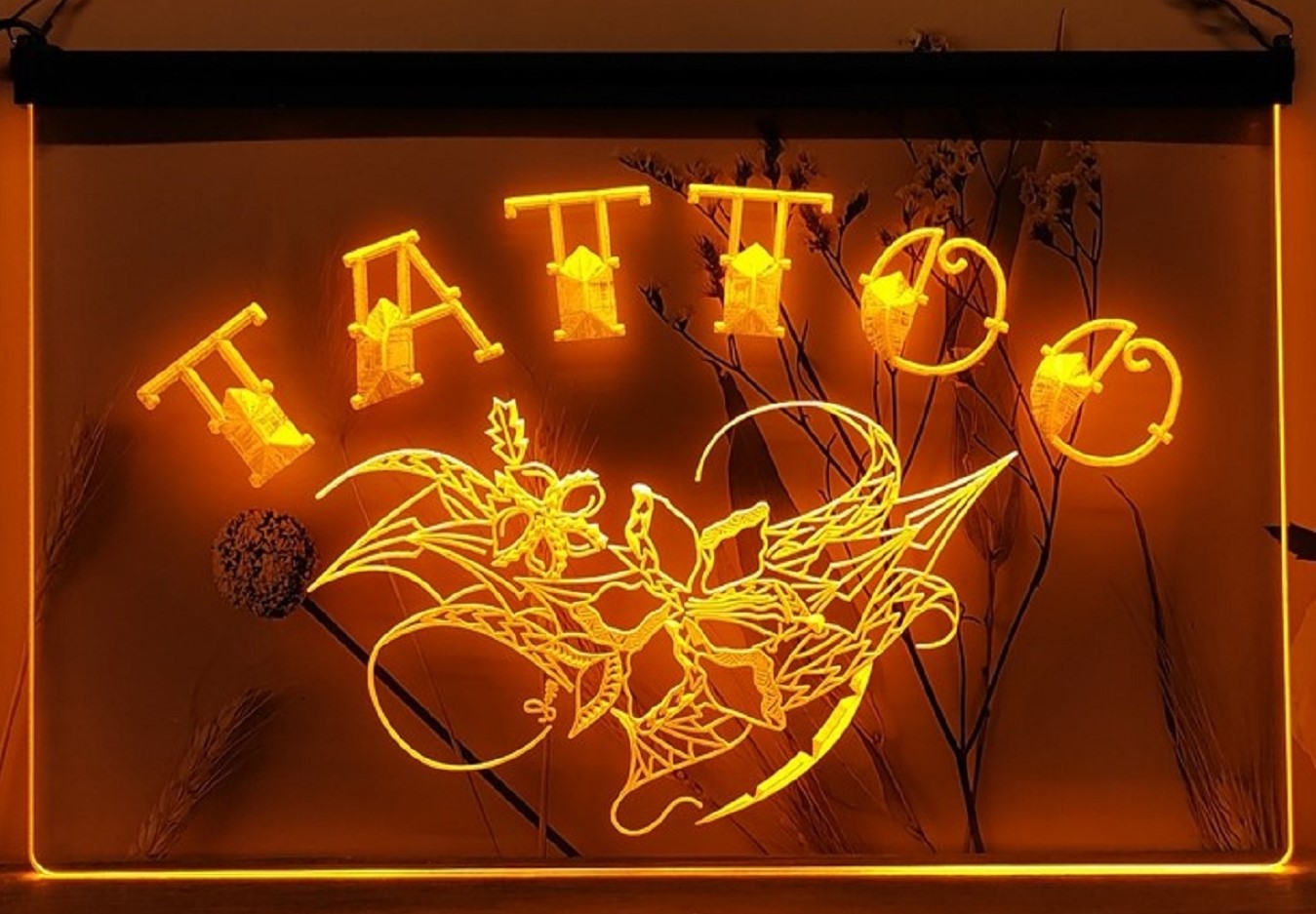 Tattoo Flowers Led Neon Sign Tattoo Salon Decor Wall Or Desktop