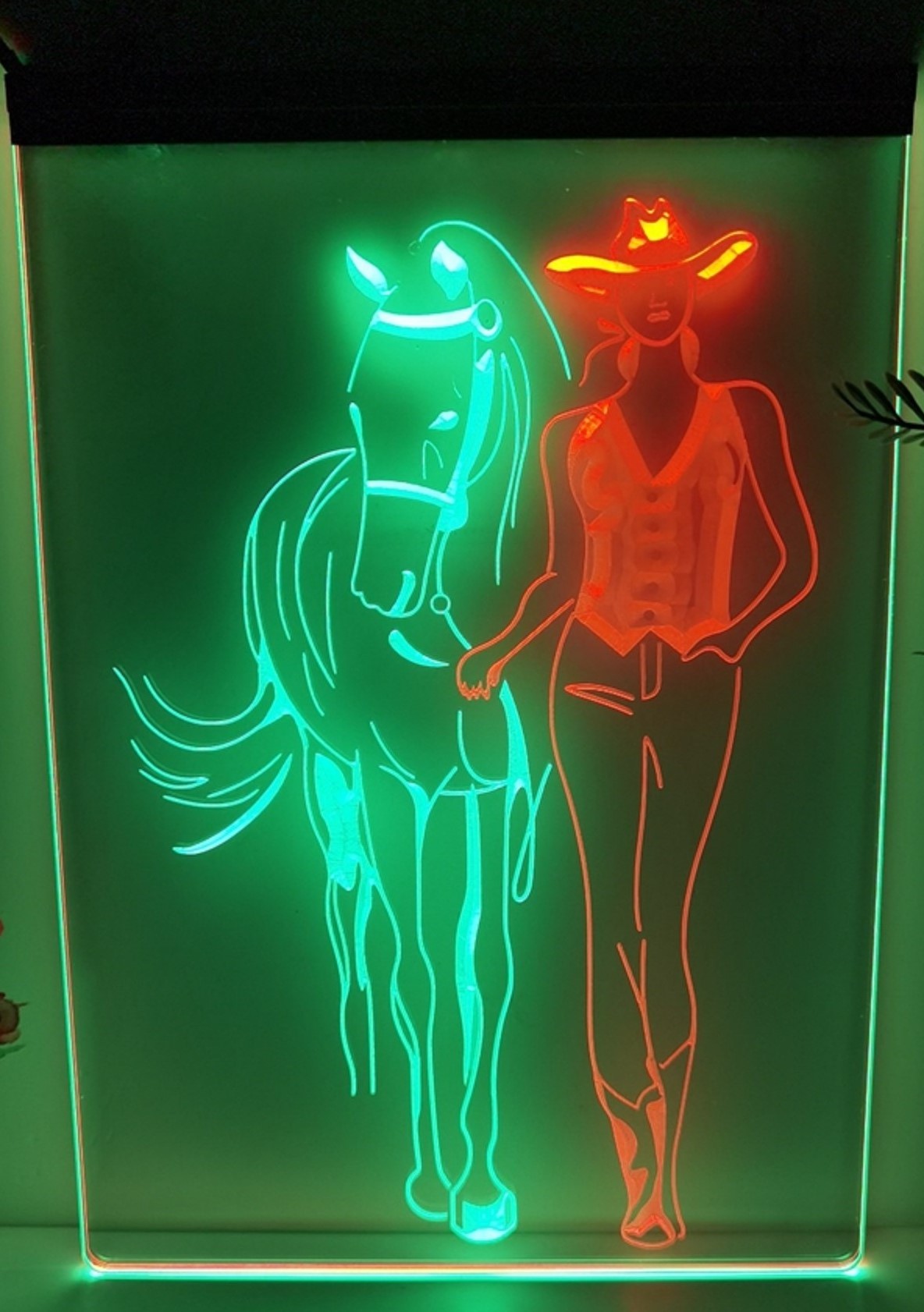 Cowgirl Led Neon Sign Dual Color Western Cowgirl Room Wall Or Desktop Decor
