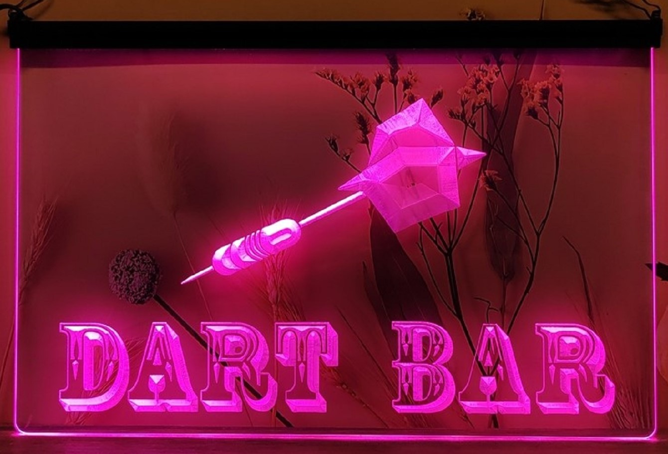 Dart Bar Led Neon Sign Home Game Room Darts Pinball Game Shop Decor