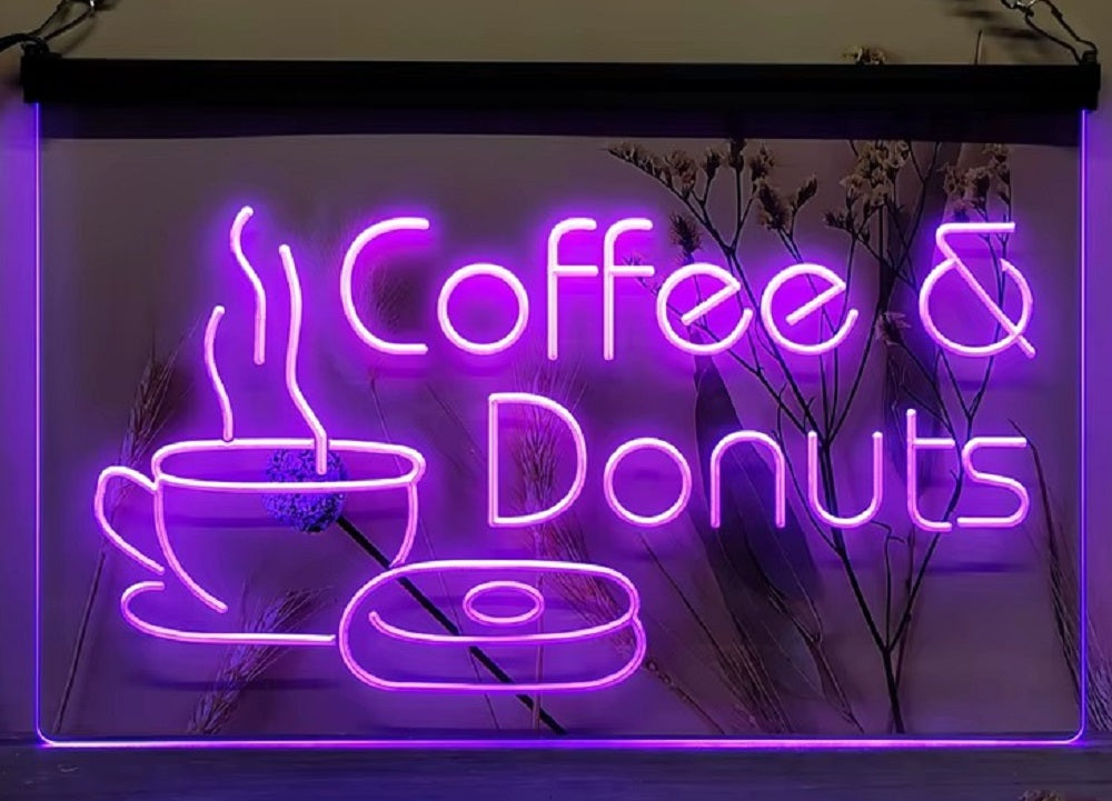 Coffee & Donuts Led Neon Sign Home Coffee Shop Decor