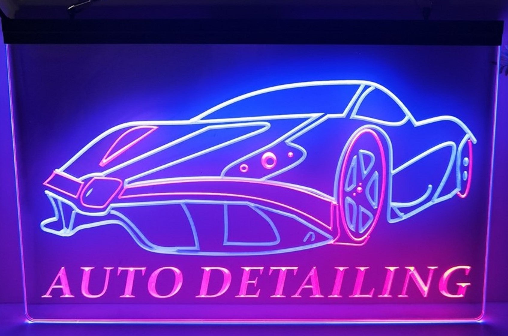 Auto Detailing Led Neon Sign Dual Color Auto Detailing Car Wash Shop Decor