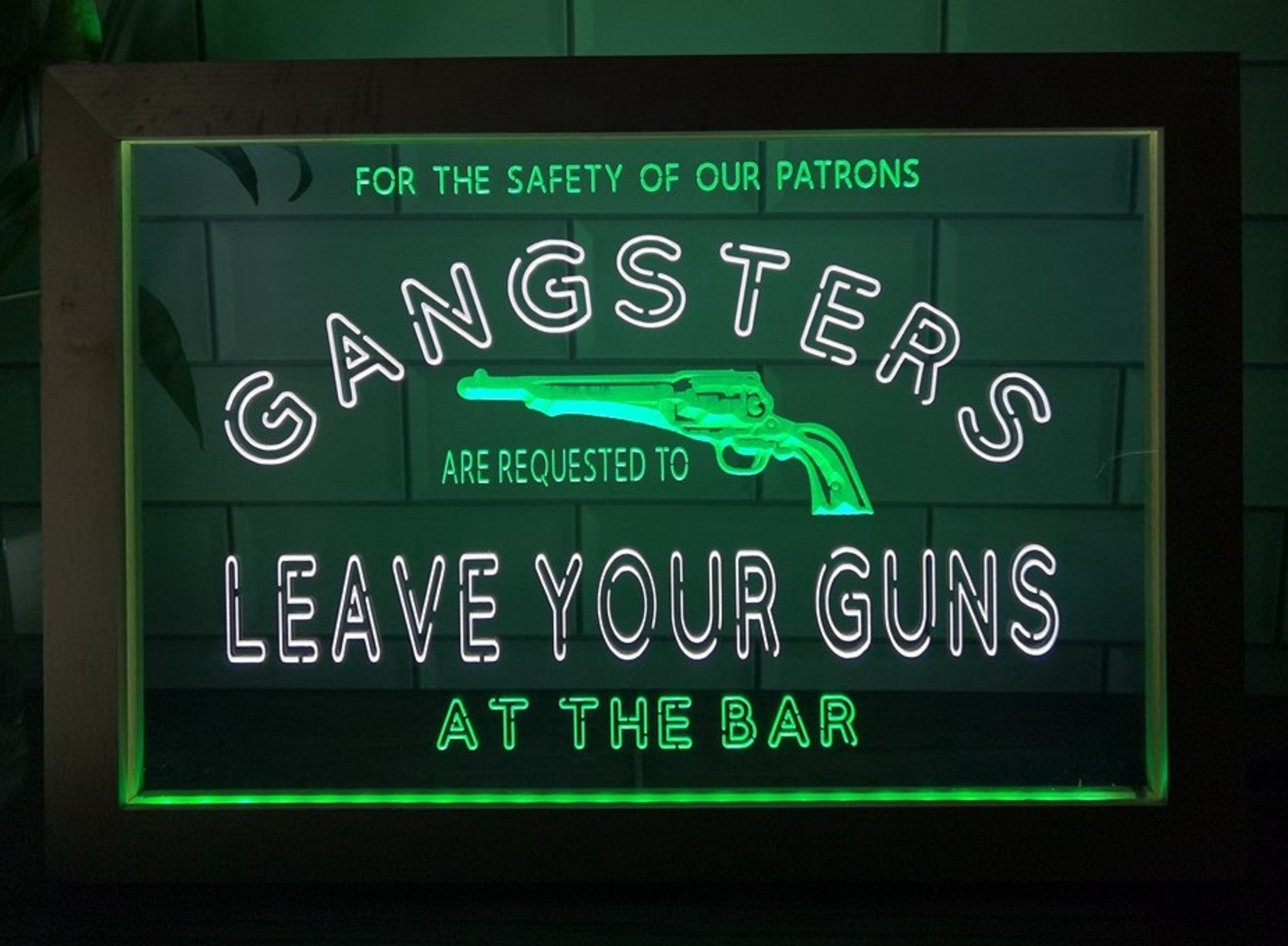 Cowboys Leave Your Guns Led Neon Sign Framed Wall Hanging Or Desktop Decor