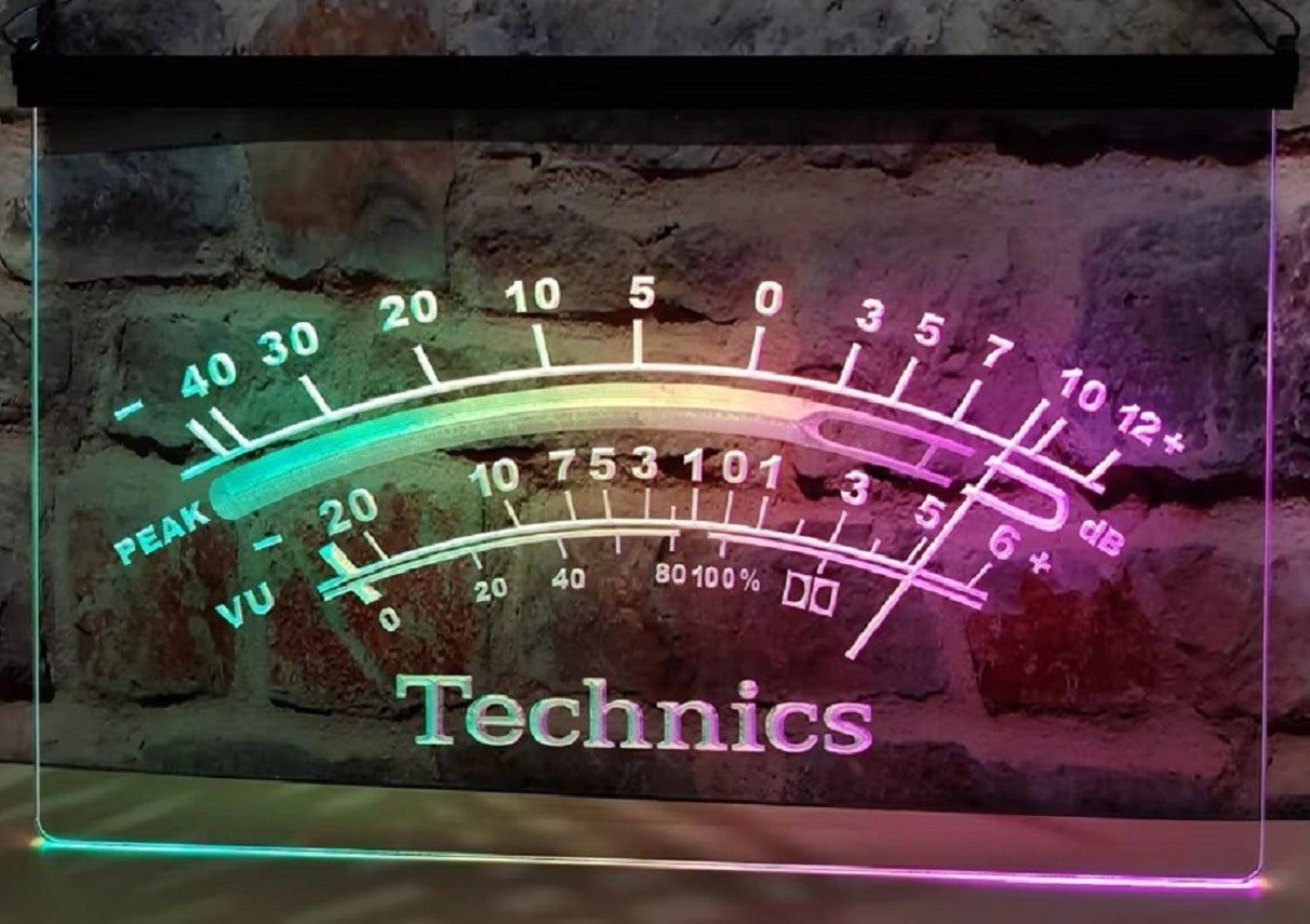 Technics Peak VU dB Led Neon Sign Multi Mode Home Music Room Audio Studio Decor